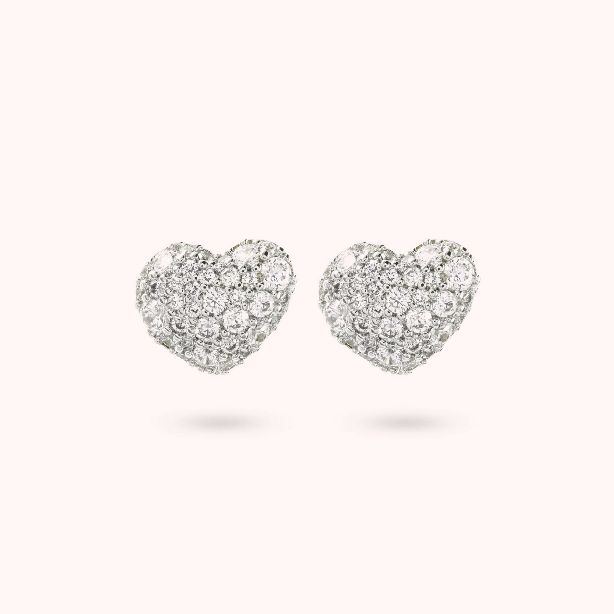 Orecchini A Lobo Cuore Tuscany Silver Con Cristalli Bianchi, Argento Sterling 925 Per Donna