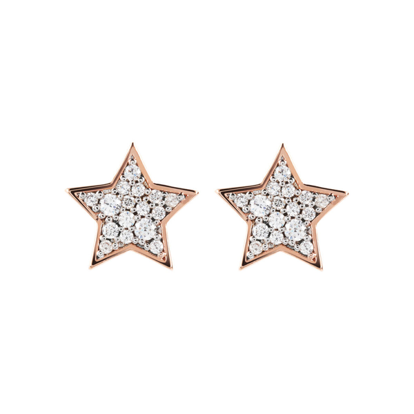 Star Stud Earrings with Pavé in Cubic Zirconia