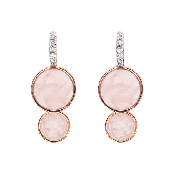 Graduated Pendant Earrings with Round Pavé Natural Stones