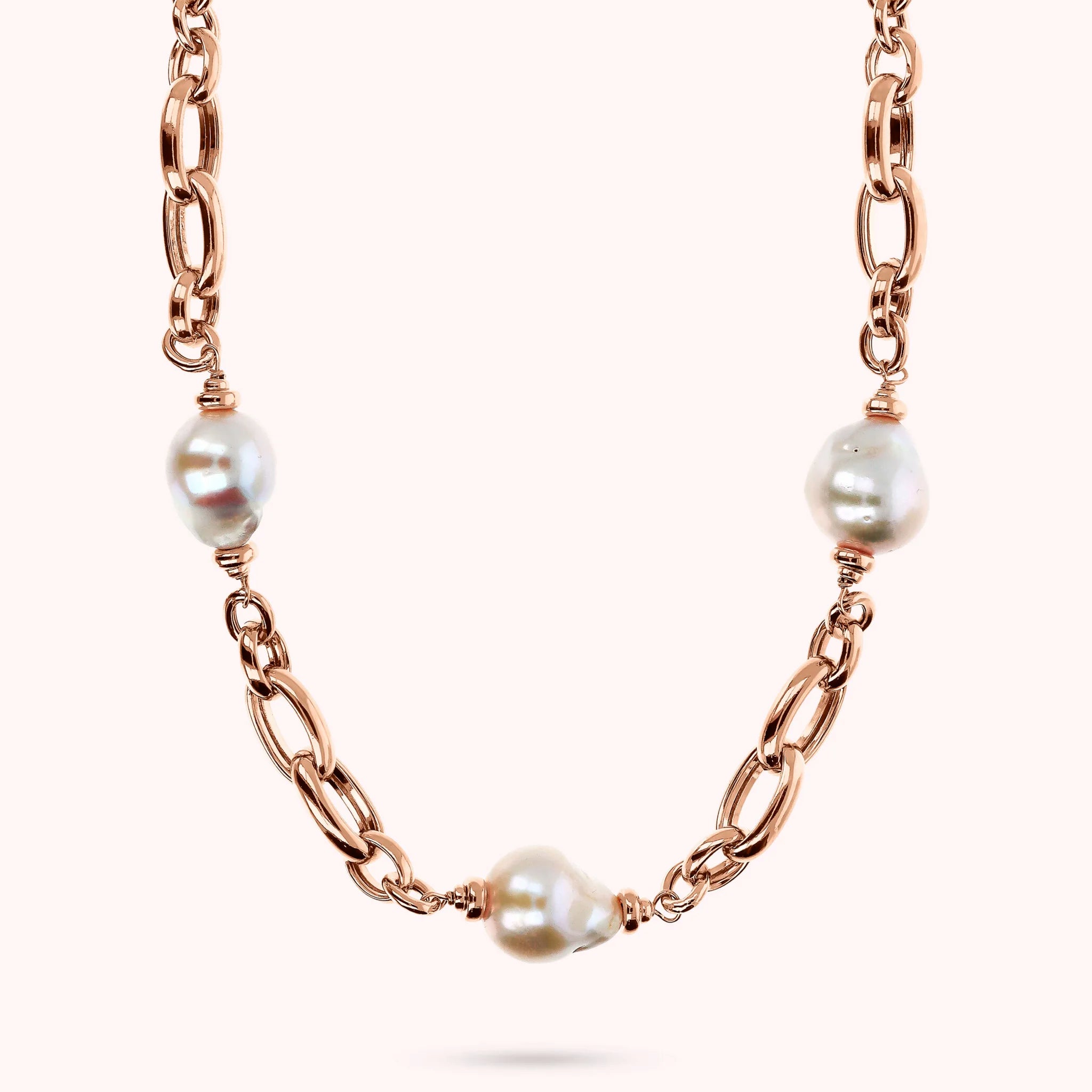 SONGK Collana Con Perle D'Acqua Dolce Naturali Barocche E Catena Grossa In Argento 925 – Elegante Donna - 4