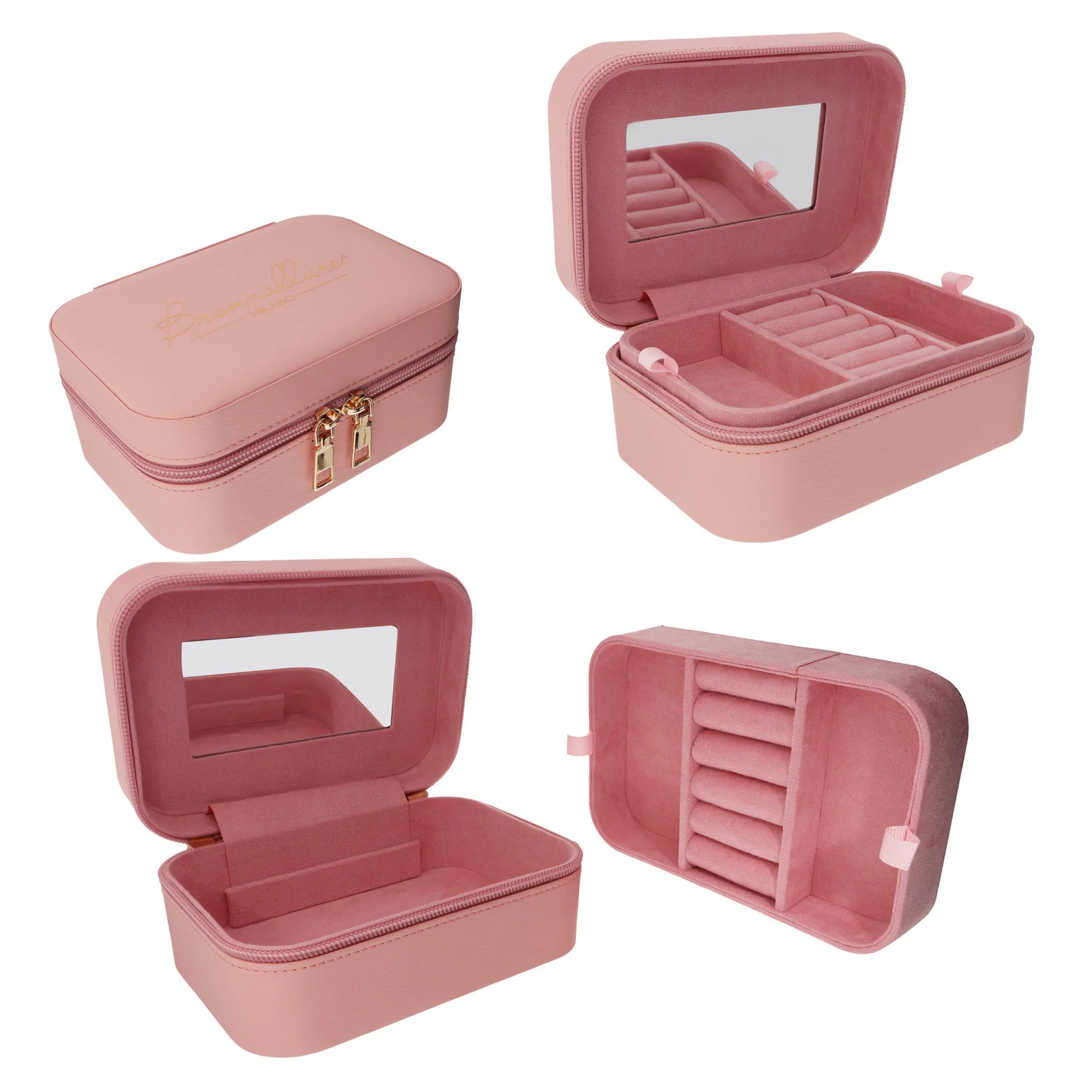 Portagioie Bronzallure Rettangolare - Similpelle rosa - 165x105x70 mm