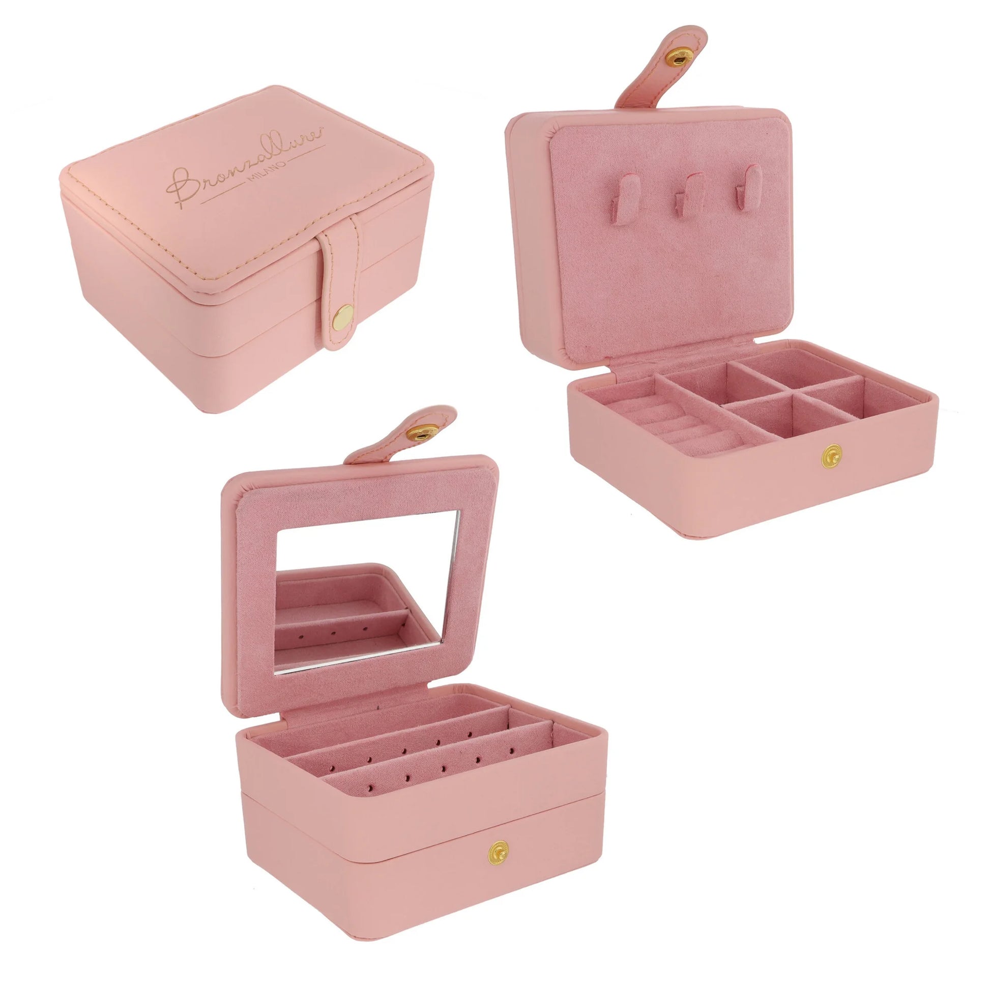 Bronzallure Schmuckkästchen – rosa Kunstleder – 155x90x55 mm