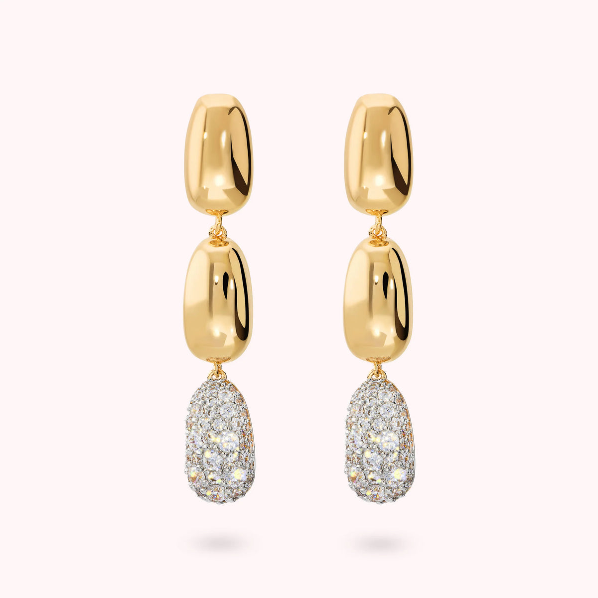 Orecchini Pepita Pendenti con Pavé di Cubic Zirconia