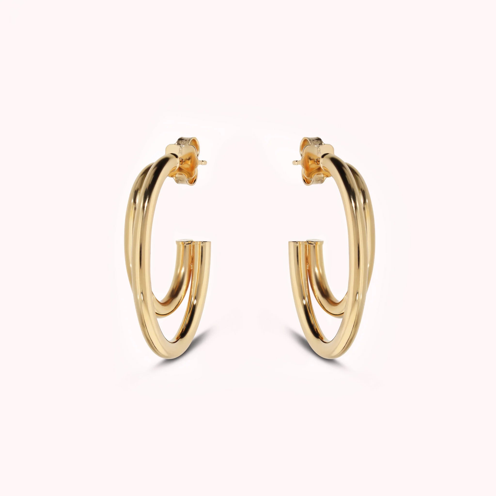 Polished Graduated Double Hoop Earrings