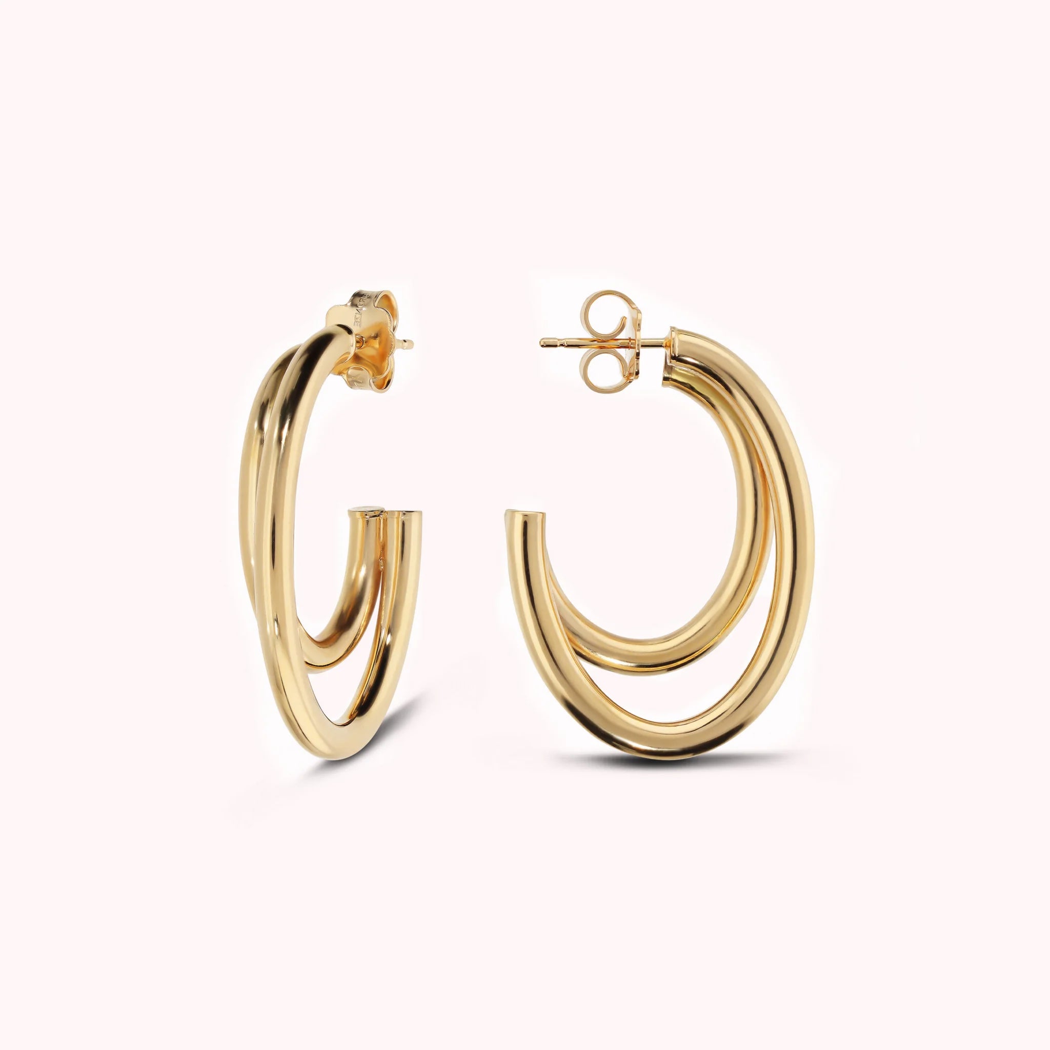 Polished Graduated Double Hoop Earrings