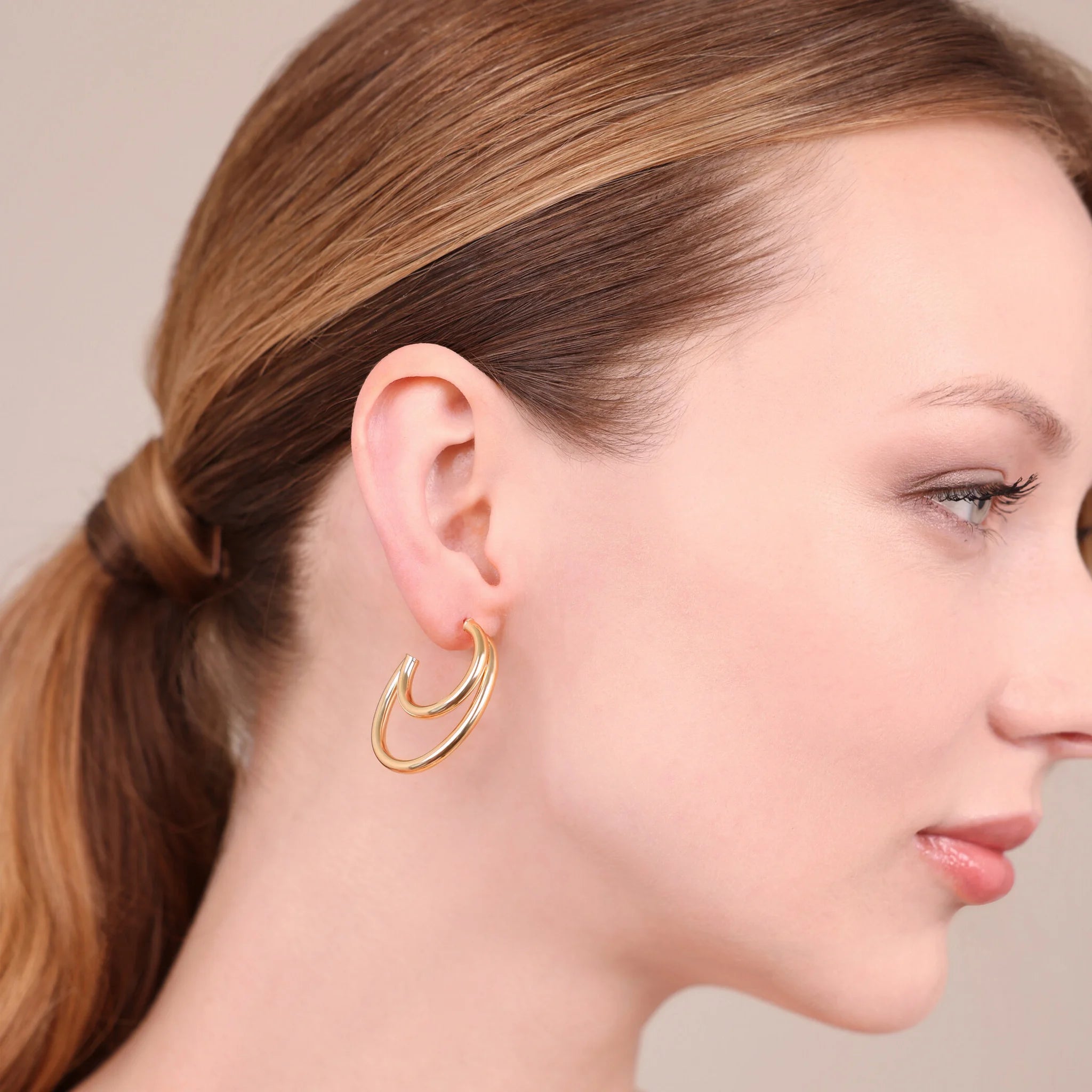 Polished Graduated Double Hoop Earrings