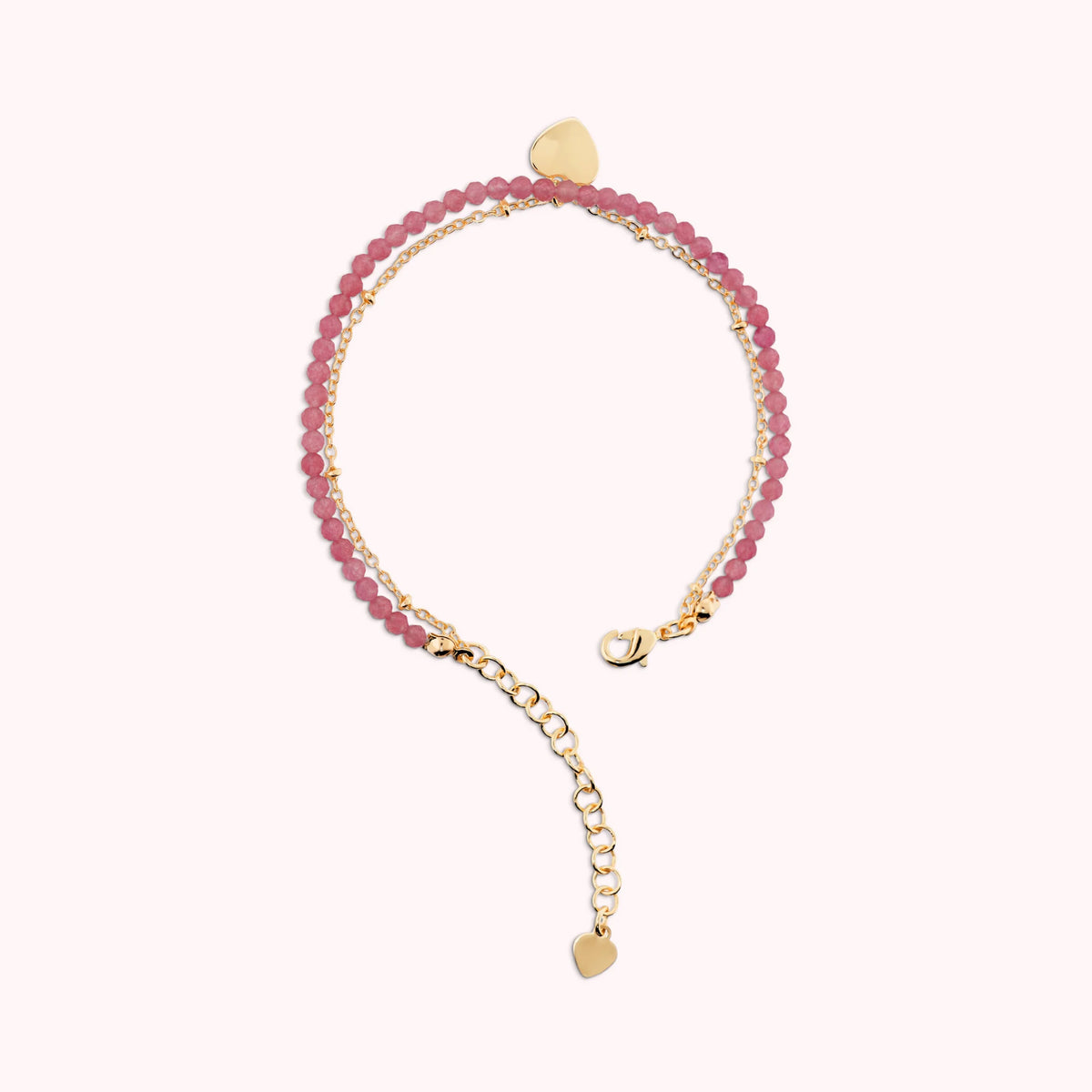 Bracelet Golden à plusieurs rangs avec pendentif cœur et pierres naturelles