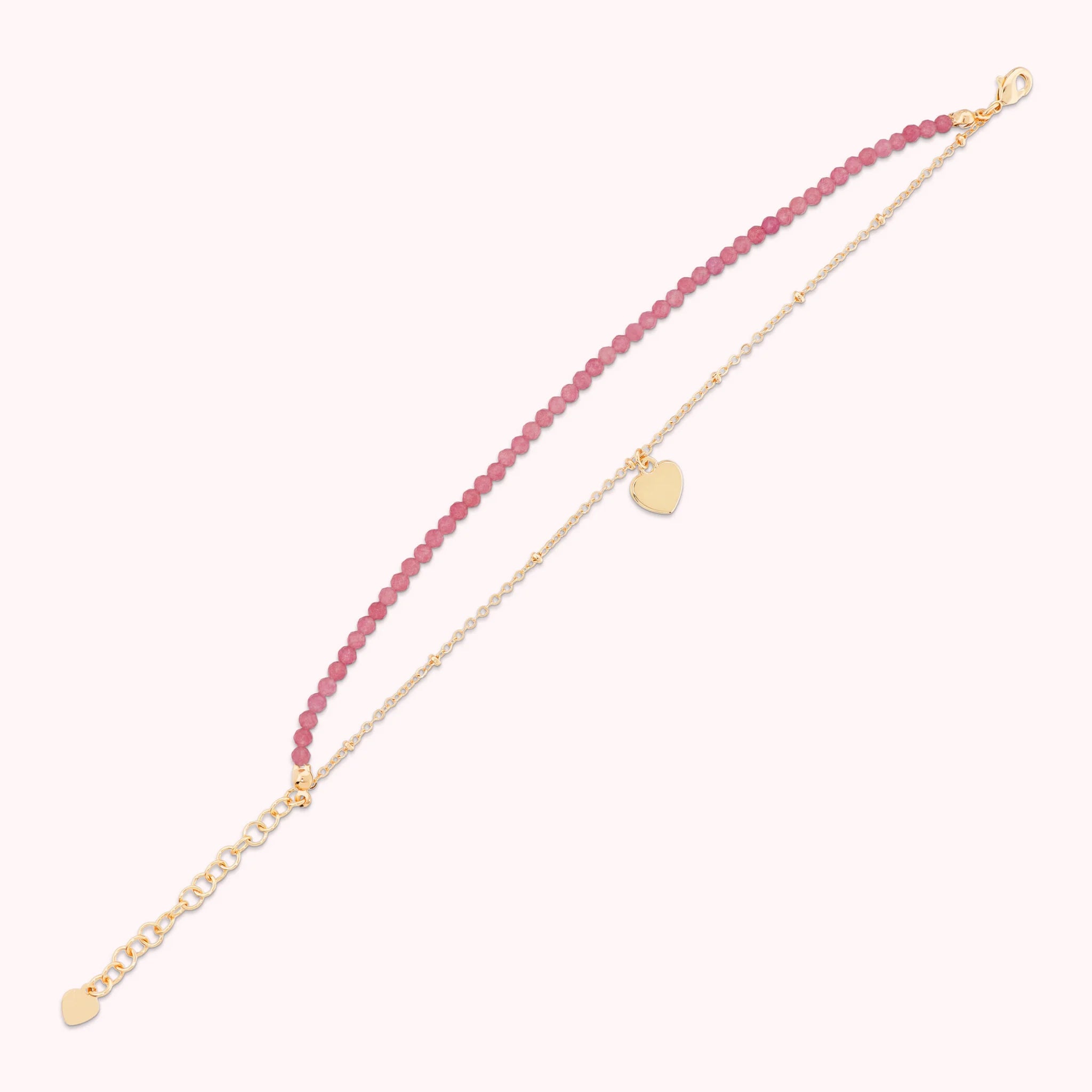 Bracelet multifils avec pendentif cœur et pierres naturelles