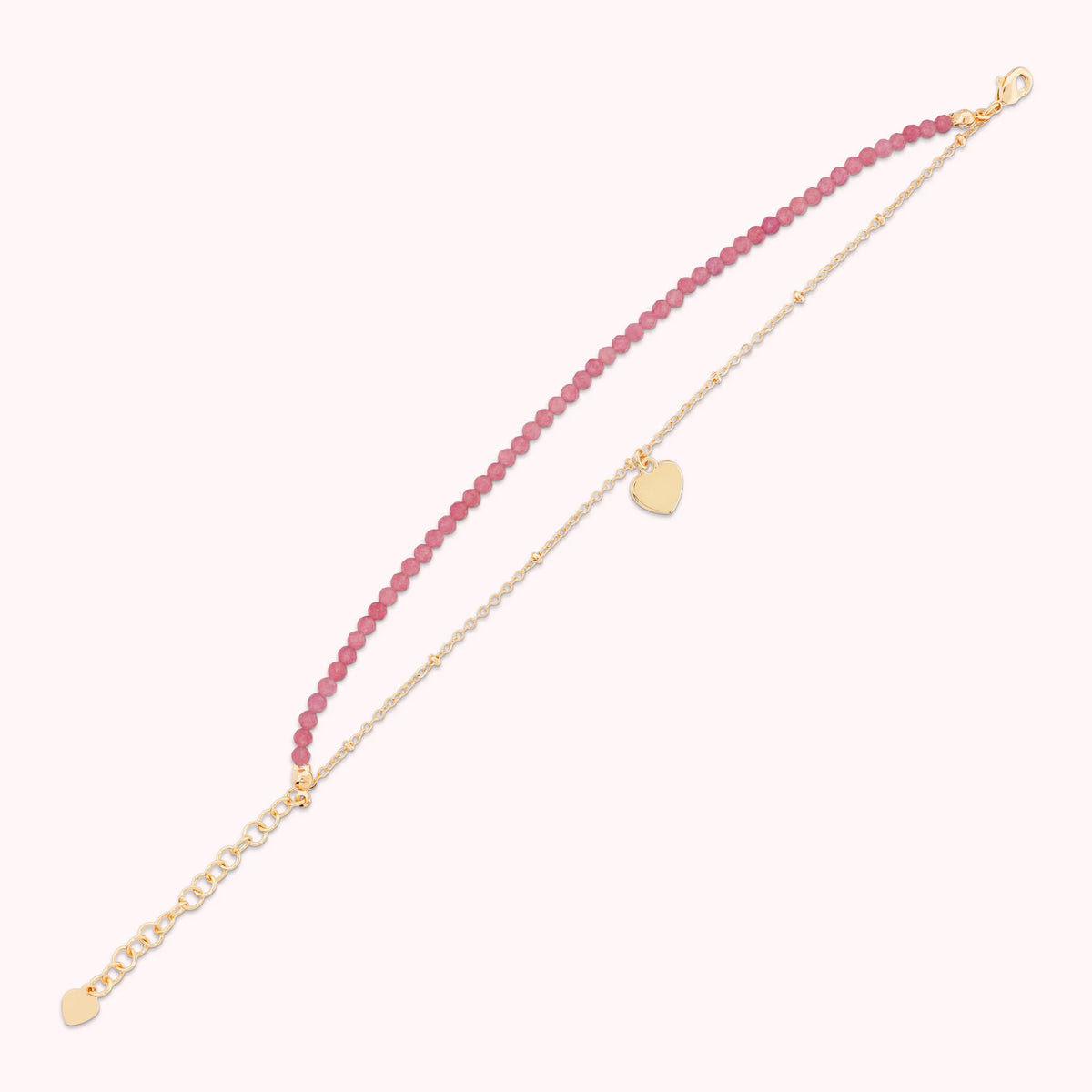 Bracelet Golden à plusieurs rangs avec pendentif cœur et pierres naturelles