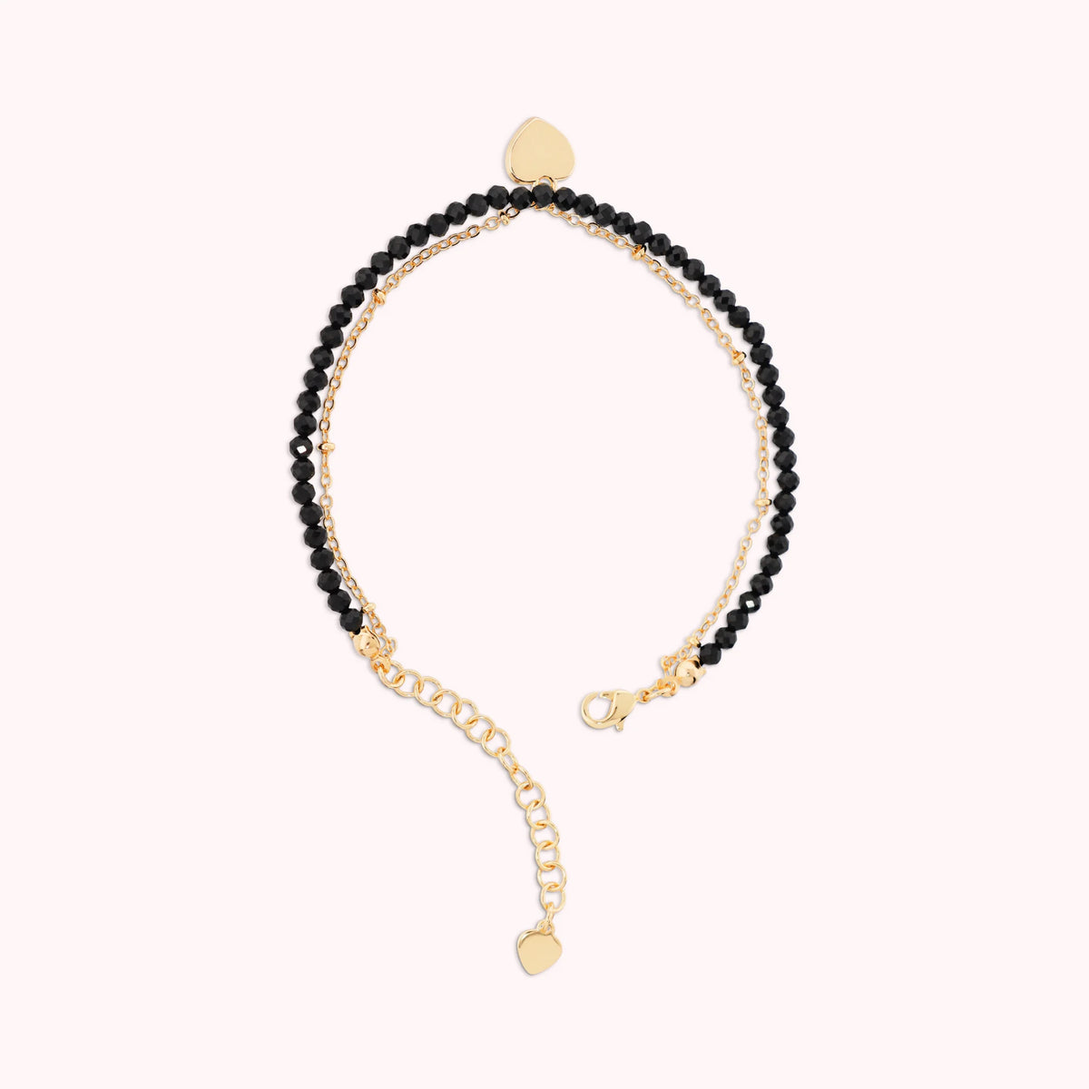 Bracelet Golden à plusieurs rangs avec pendentif cœur et pierres naturelles