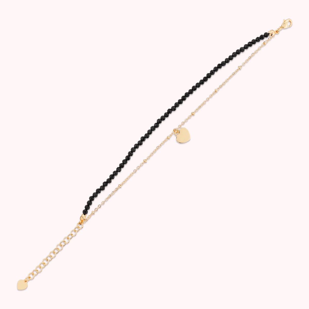 Bracelet Golden à plusieurs rangs avec pendentif cœur et pierres naturelles
