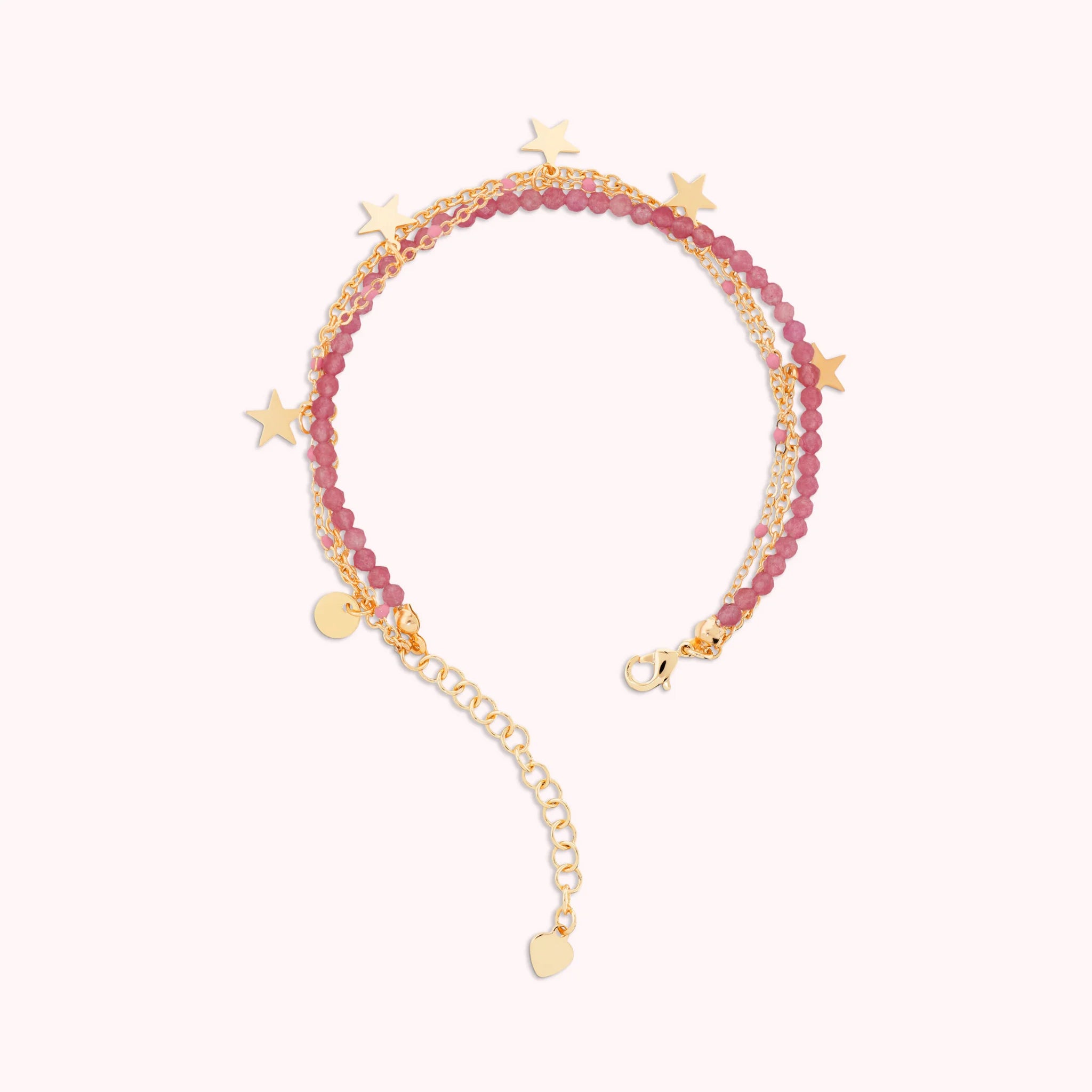 Bracciale Multifilo Golden con Ciondoli Stelle e Pietre Naturali