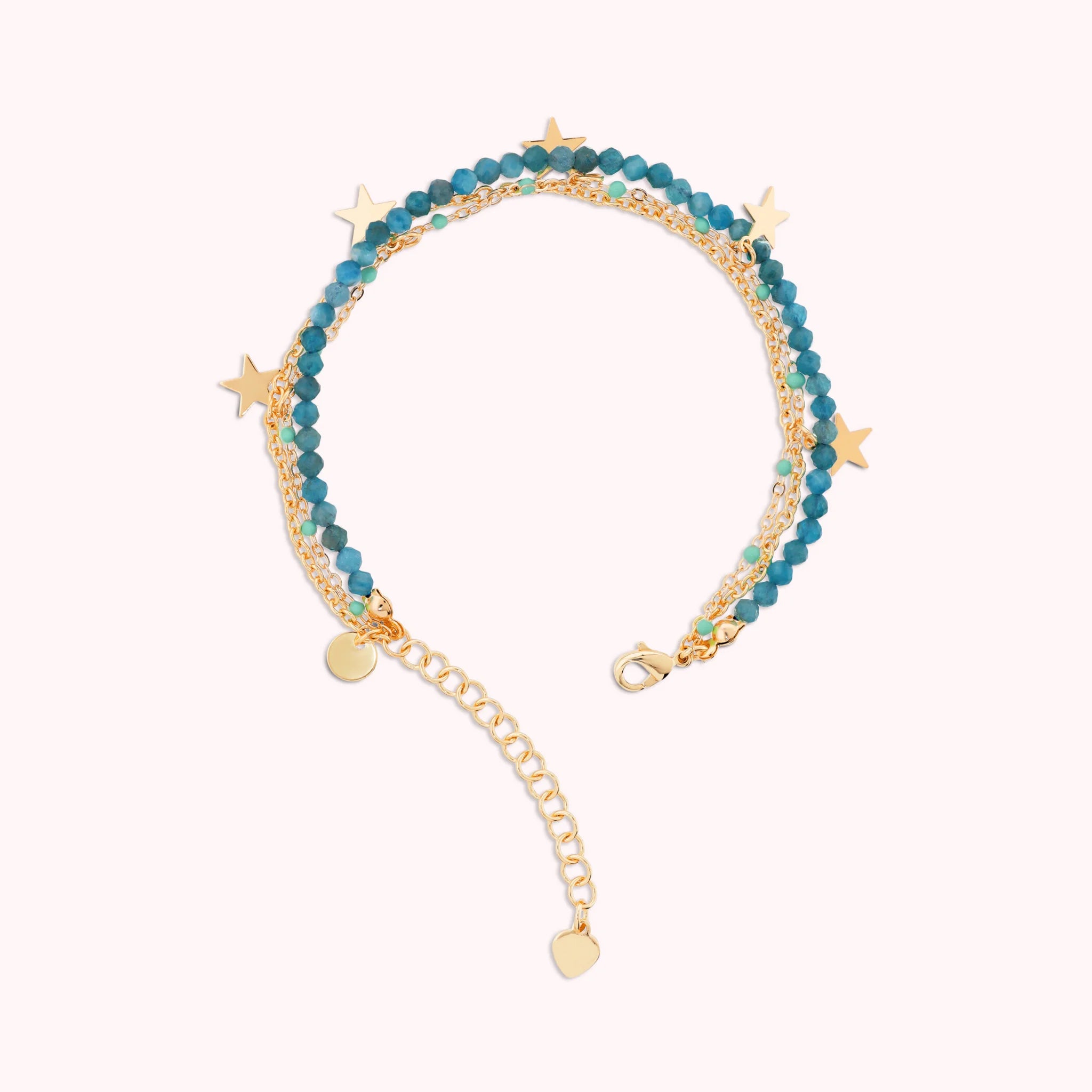 Bracciale Multifilo Golden con Ciondoli Stelle e Pietre Naturali