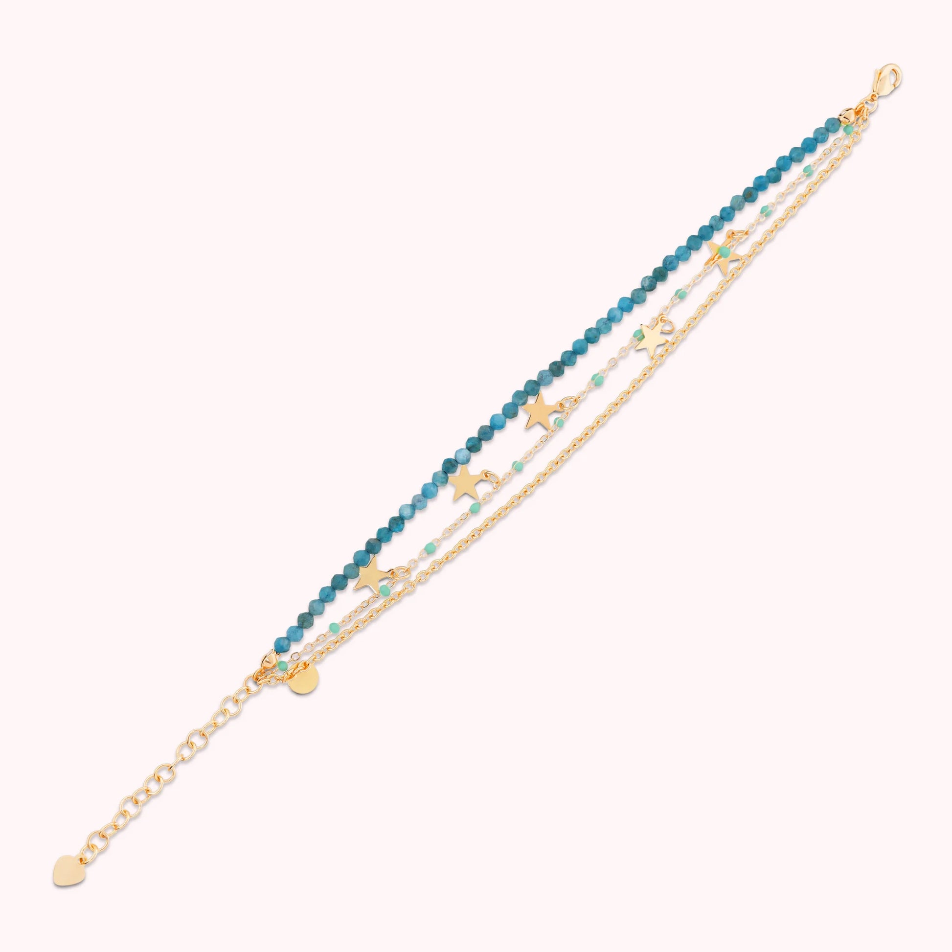 Bracelet Multi-fils Doré avec Pendentifs Étoiles et Pierres Naturelles