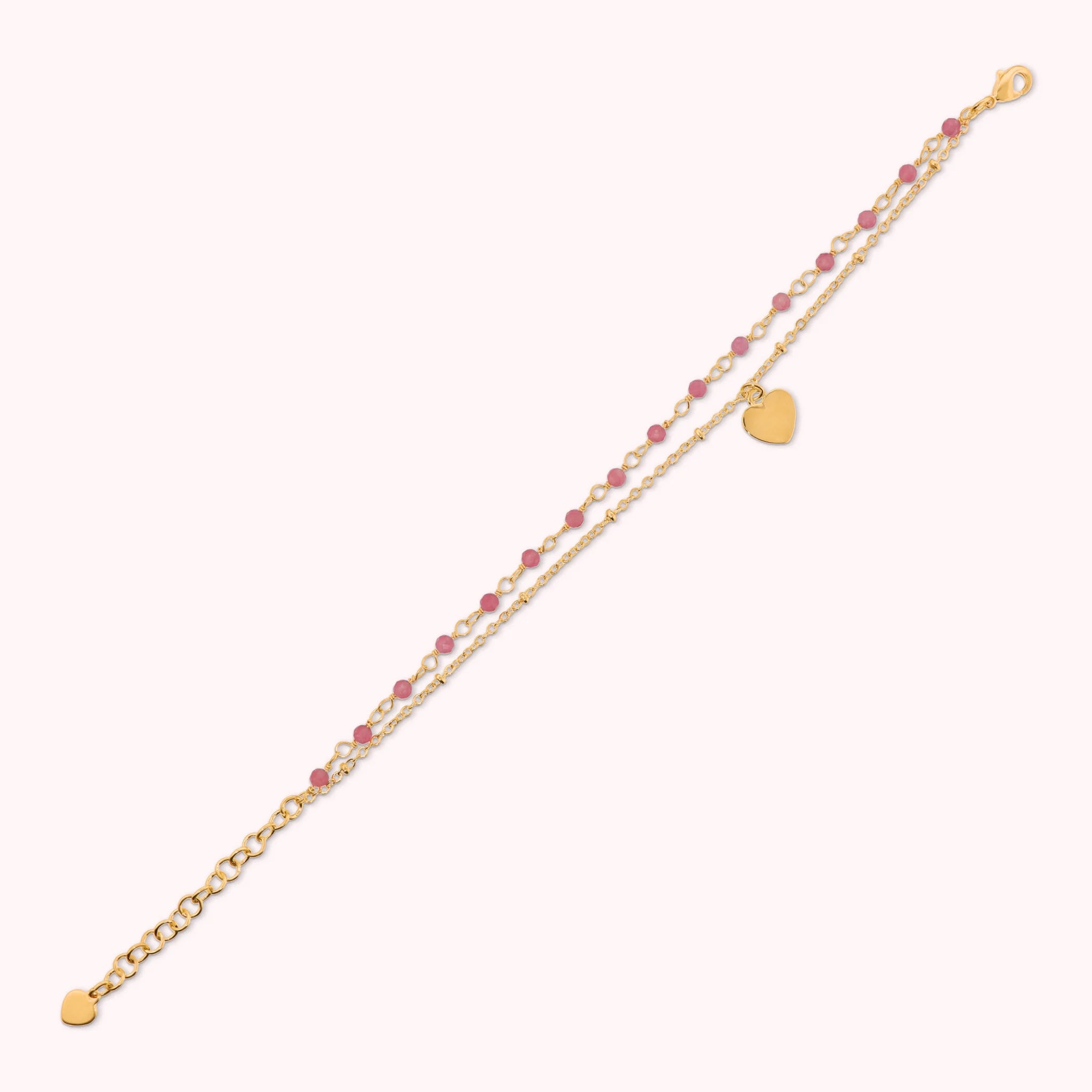 Bracciale Rosario Golden Multifilo con Ciondolo Cuore e Pietre Naturali di Quarzite