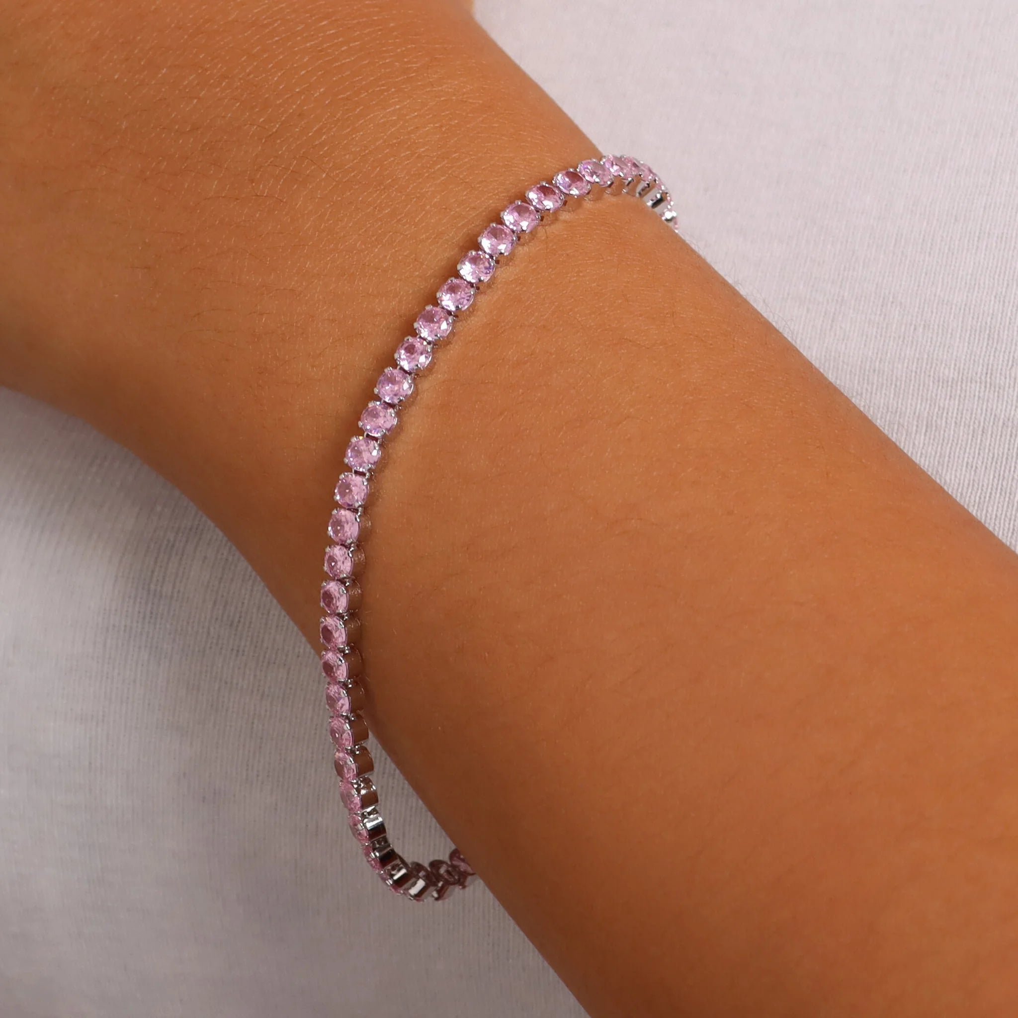 Glow Tennis Bracelet in 925 Silver with Pink Cubic Zirconia