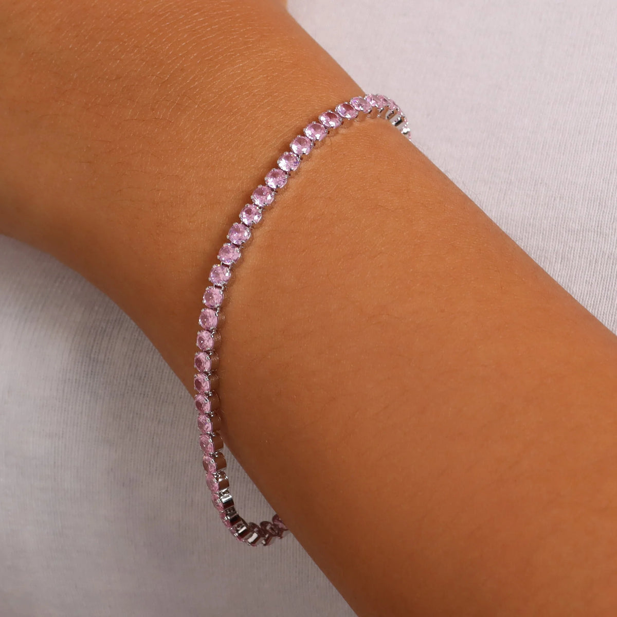 Glow Tennis Bracelet in 20 (60)25 Silver with Pink Cubic Zirconia