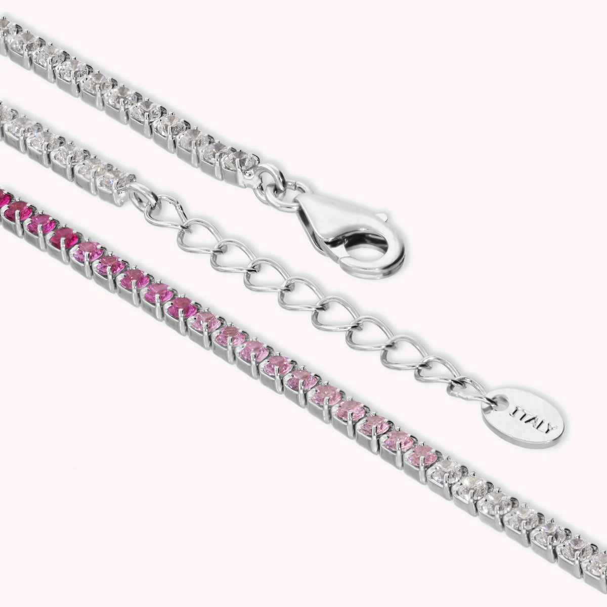 Glow Tennis Bracelet with Fuchsia Cubic Zirconia in a Degradé Effect