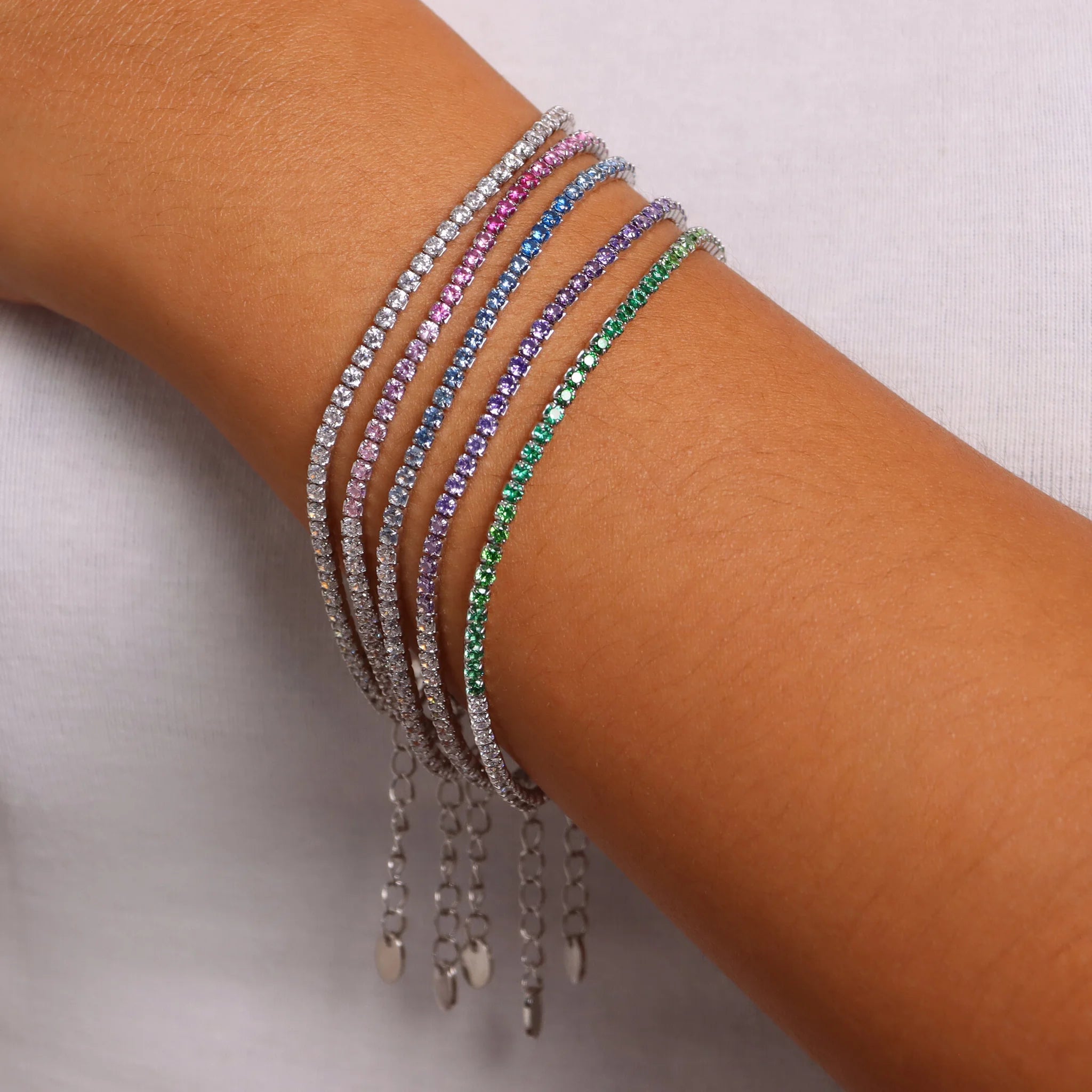 Glow Tennis Bracelet with Green Cubic Zirconia Gradient Effect