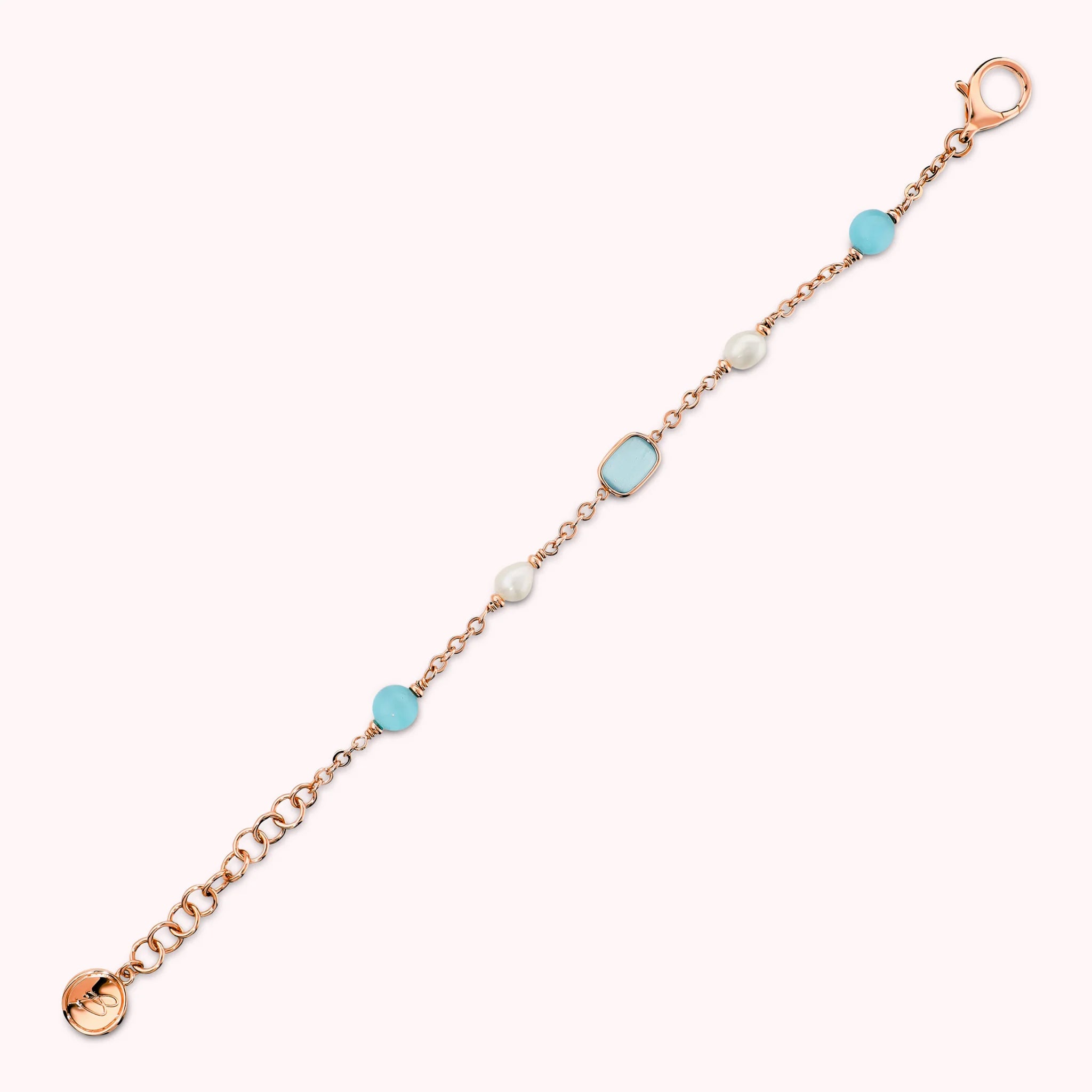 Bracciale con Pietre Effetto Occhio di Gatto e Perle d'Acqua Dolce