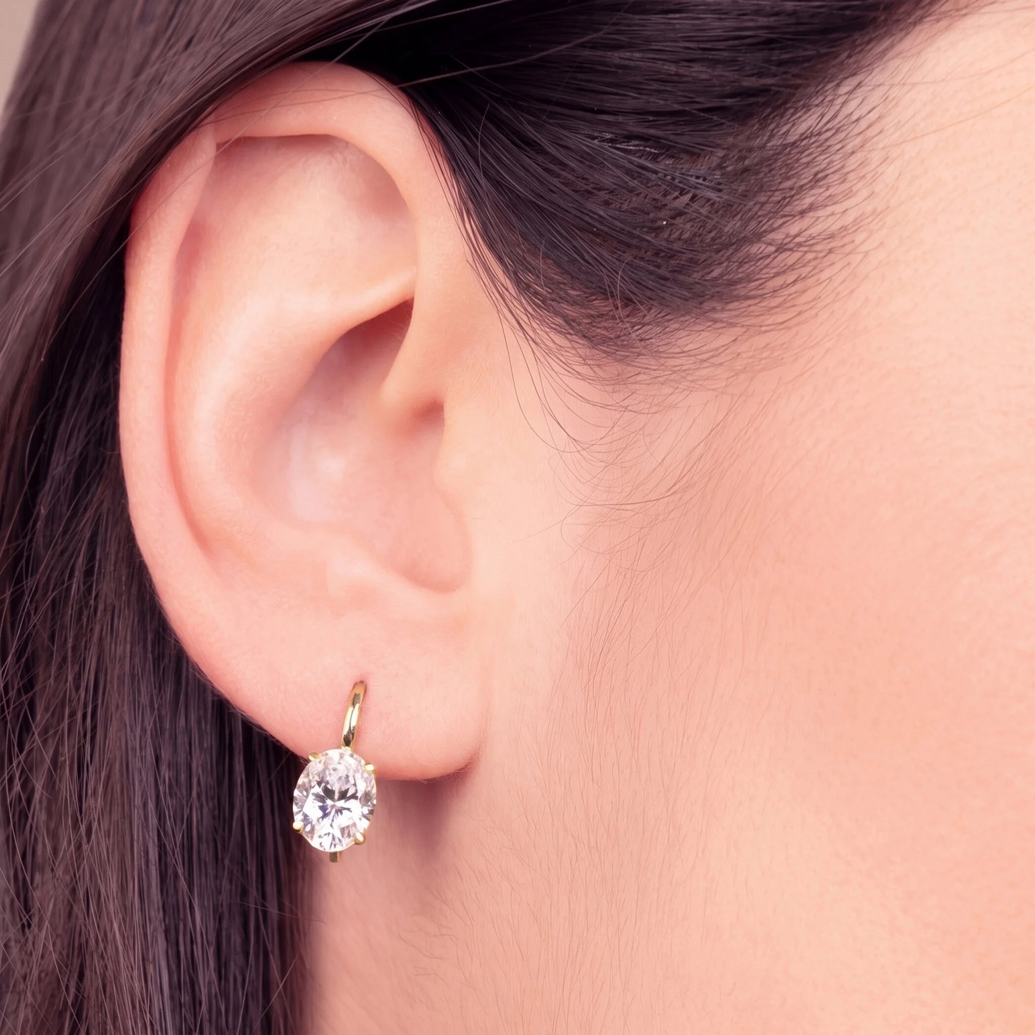 Boucles d'Oreilles Pendantes Attimi di Luce avec Zirconium Cubique Blancs Ovales