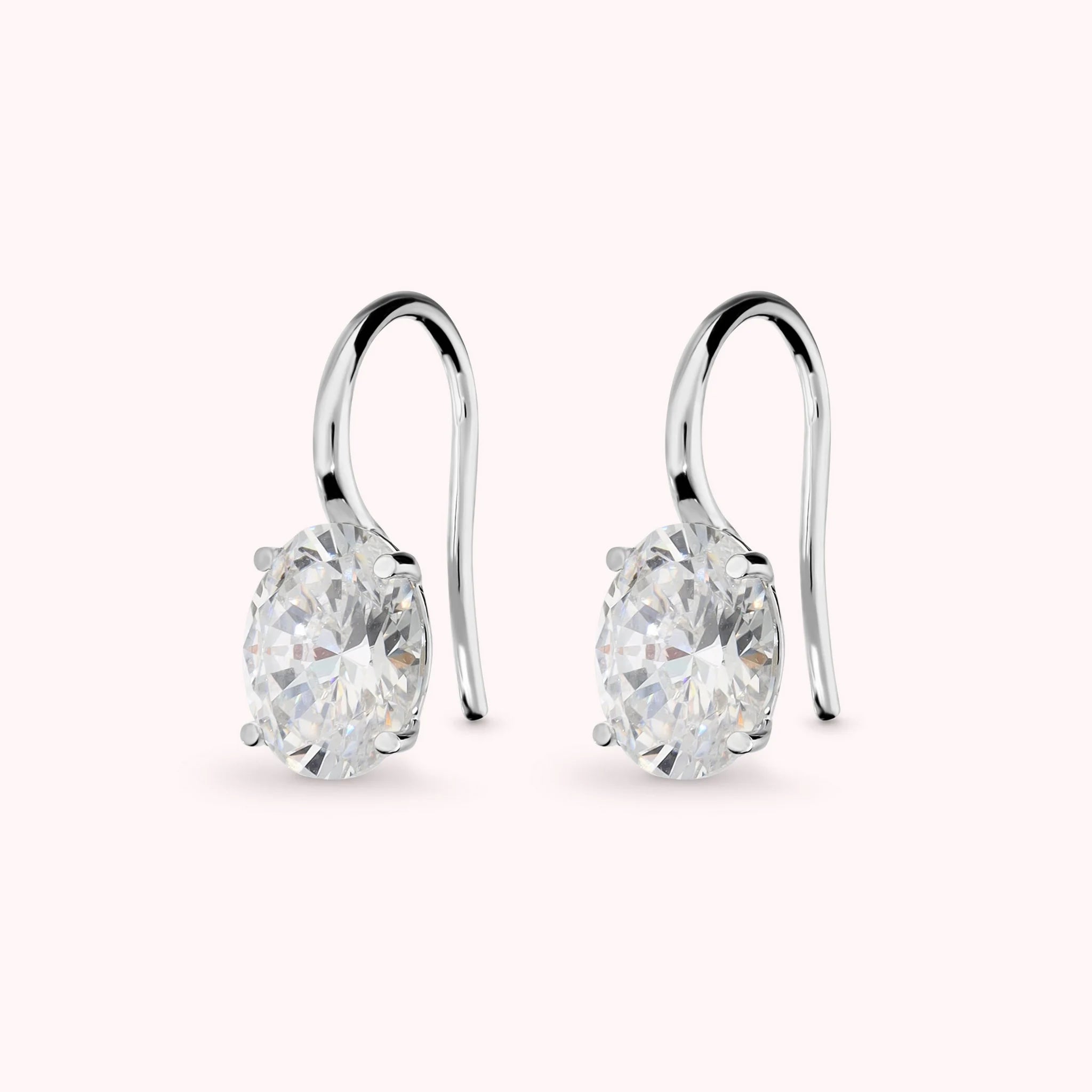 Boucles d'Oreilles Pendantes Attimi di Luce avec Zirconium Cubique Blancs Ovales