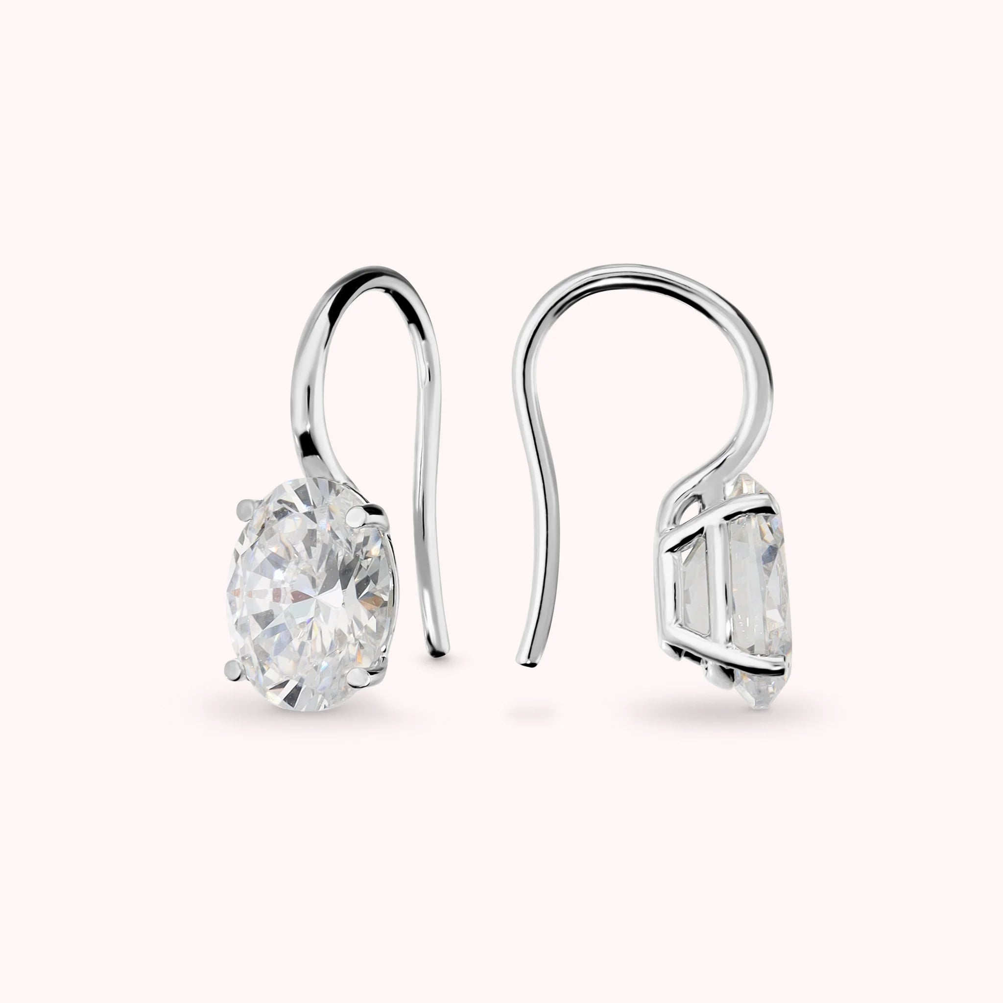 Boucles d'Oreilles Pendantes Attimi di Luce avec Zirconium Cubique Blancs Ovales