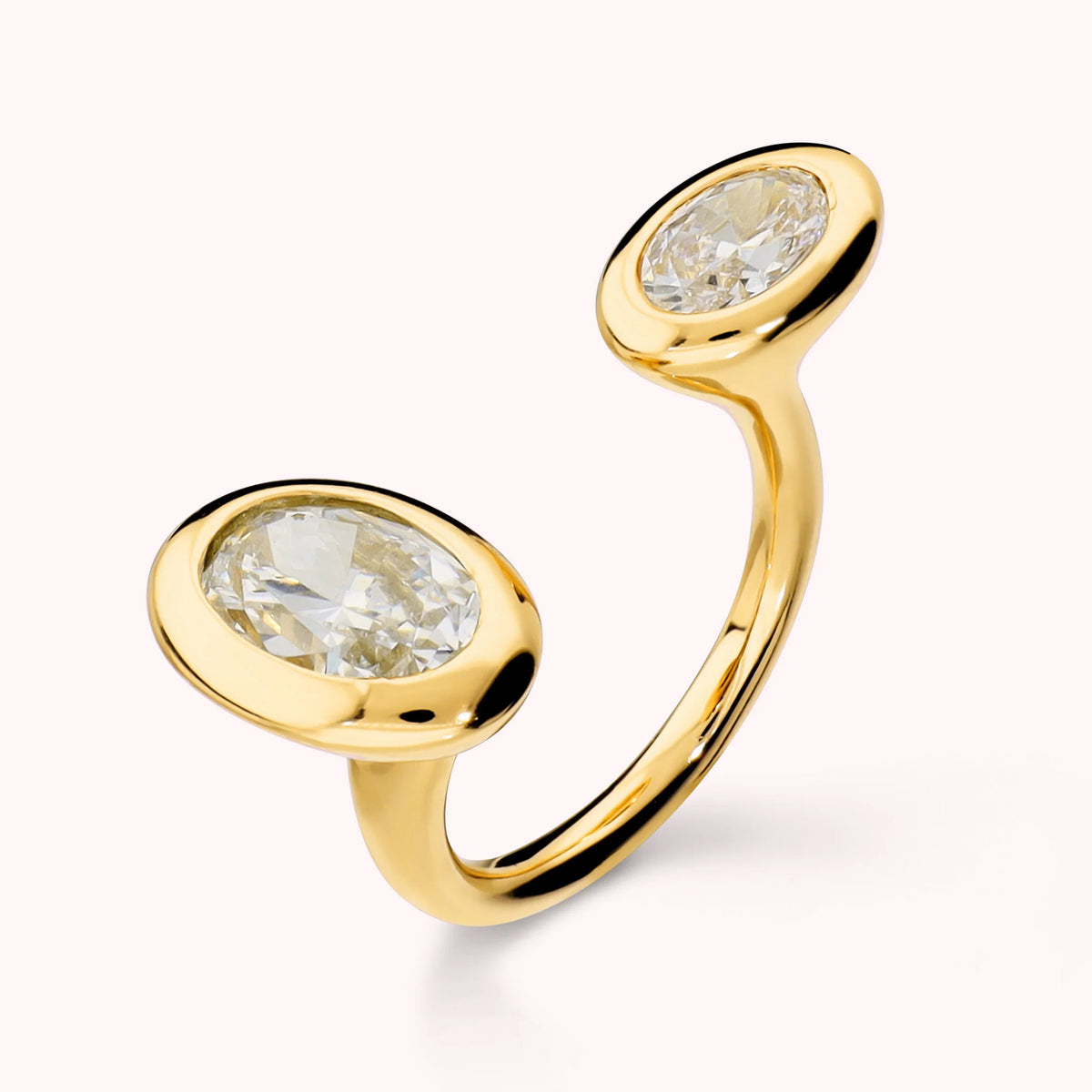 Contrarié-Ring „Toi Et Moi“ mit zwei Zirkonia, 18-Karat-vergoldet