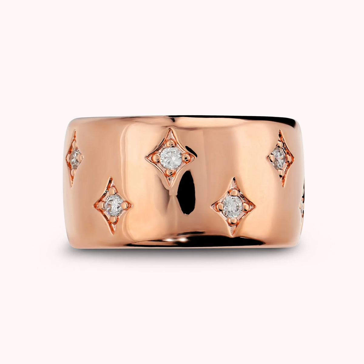 Étoile band ring with cubic zirconia points of light, plated with 18Kt gold