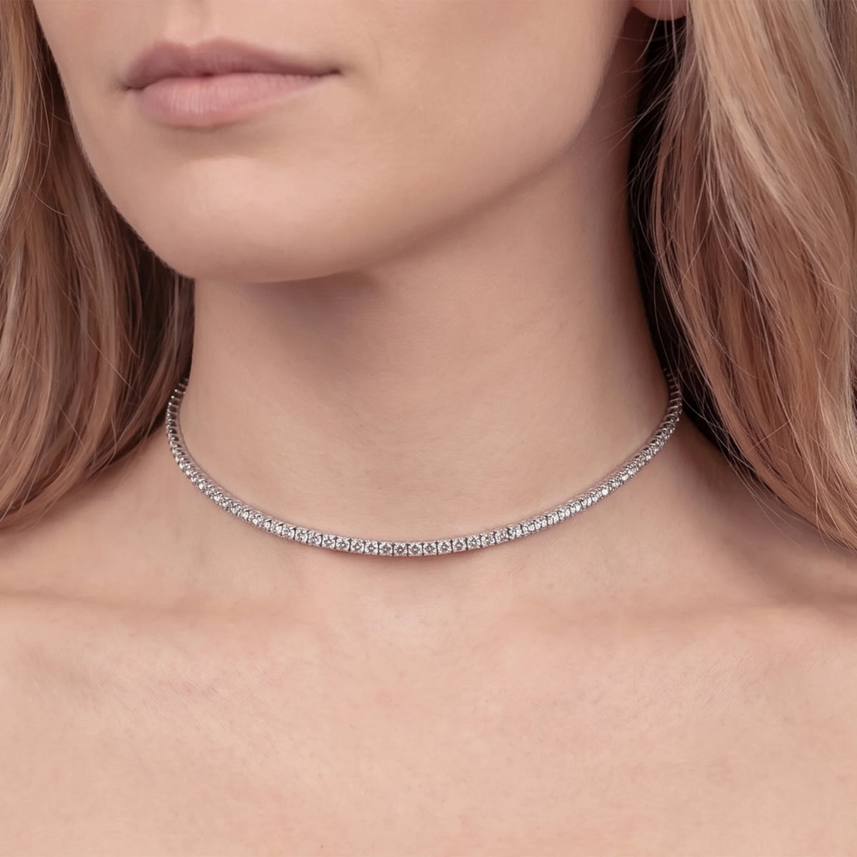 Collana Choker Tennis Memory con Cubic Zirconia Placcata Oro 18Kt