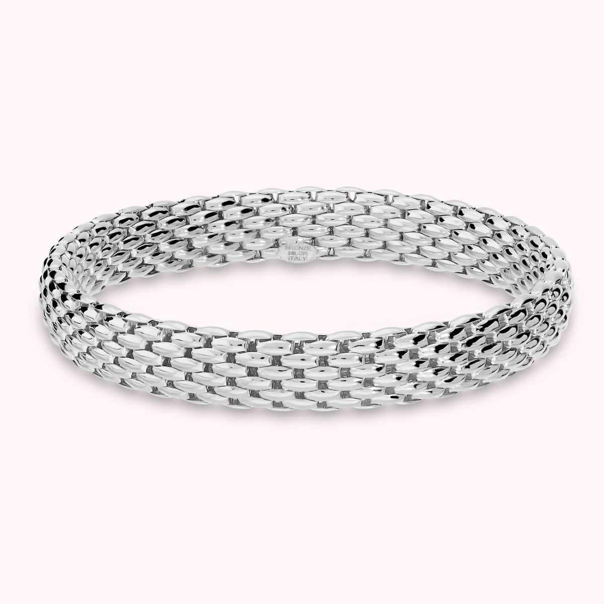 Elastisches röhrenförmiges Mesh-Armband, 18-Karat-vergoldet
