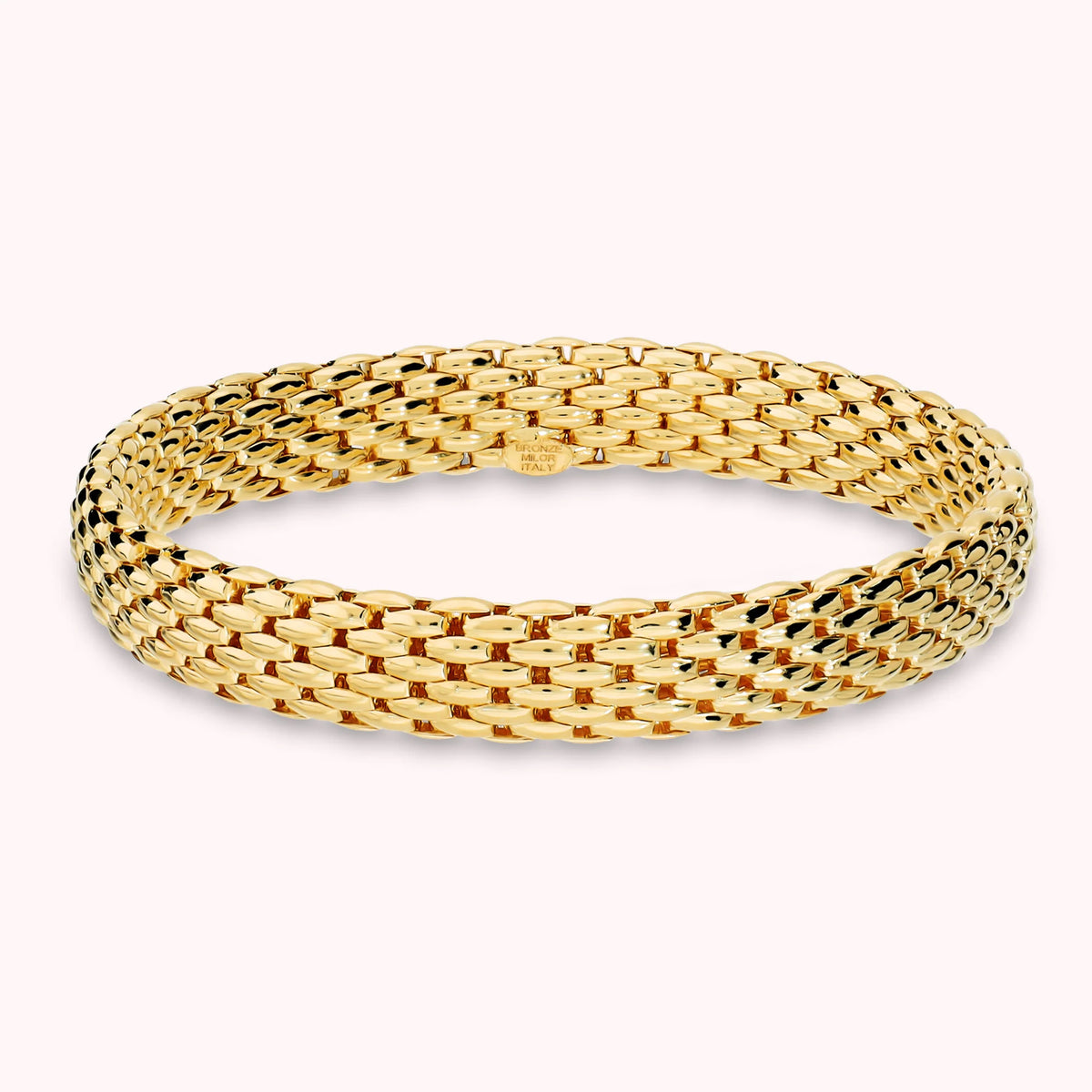 Elastisches röhrenförmiges Mesh-Armband, 18-Karat-vergoldet