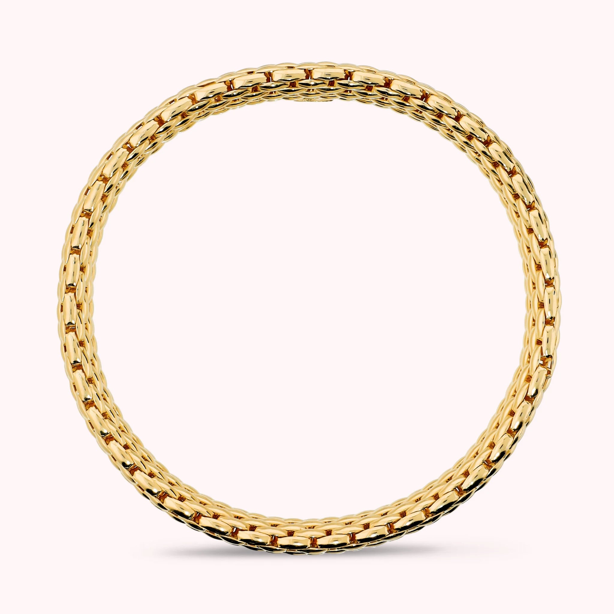 Tubular elastic mesh bracelet, 18Kt gold-plated