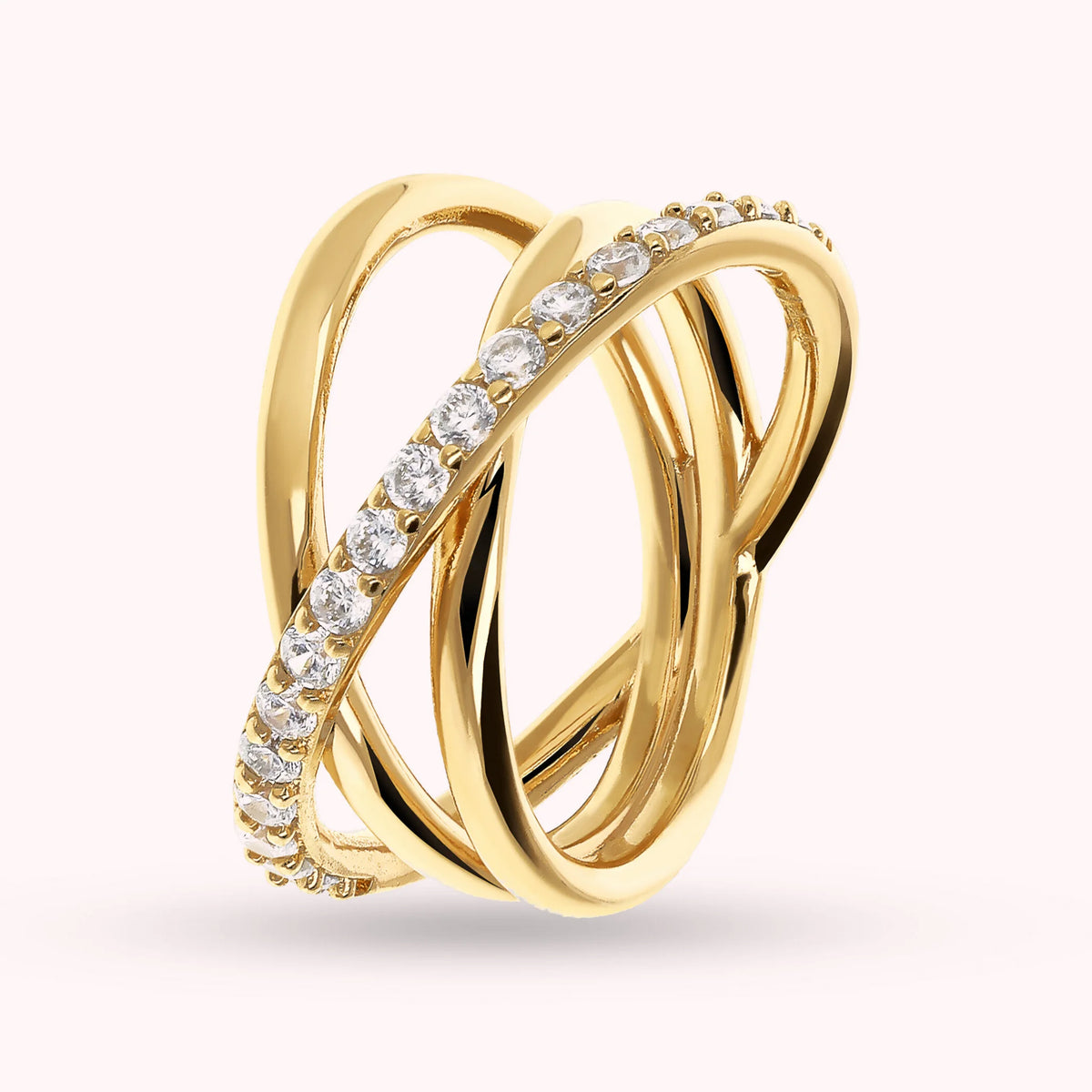 Anello Multifilo Golden con Veretta in Cubic Zirconia