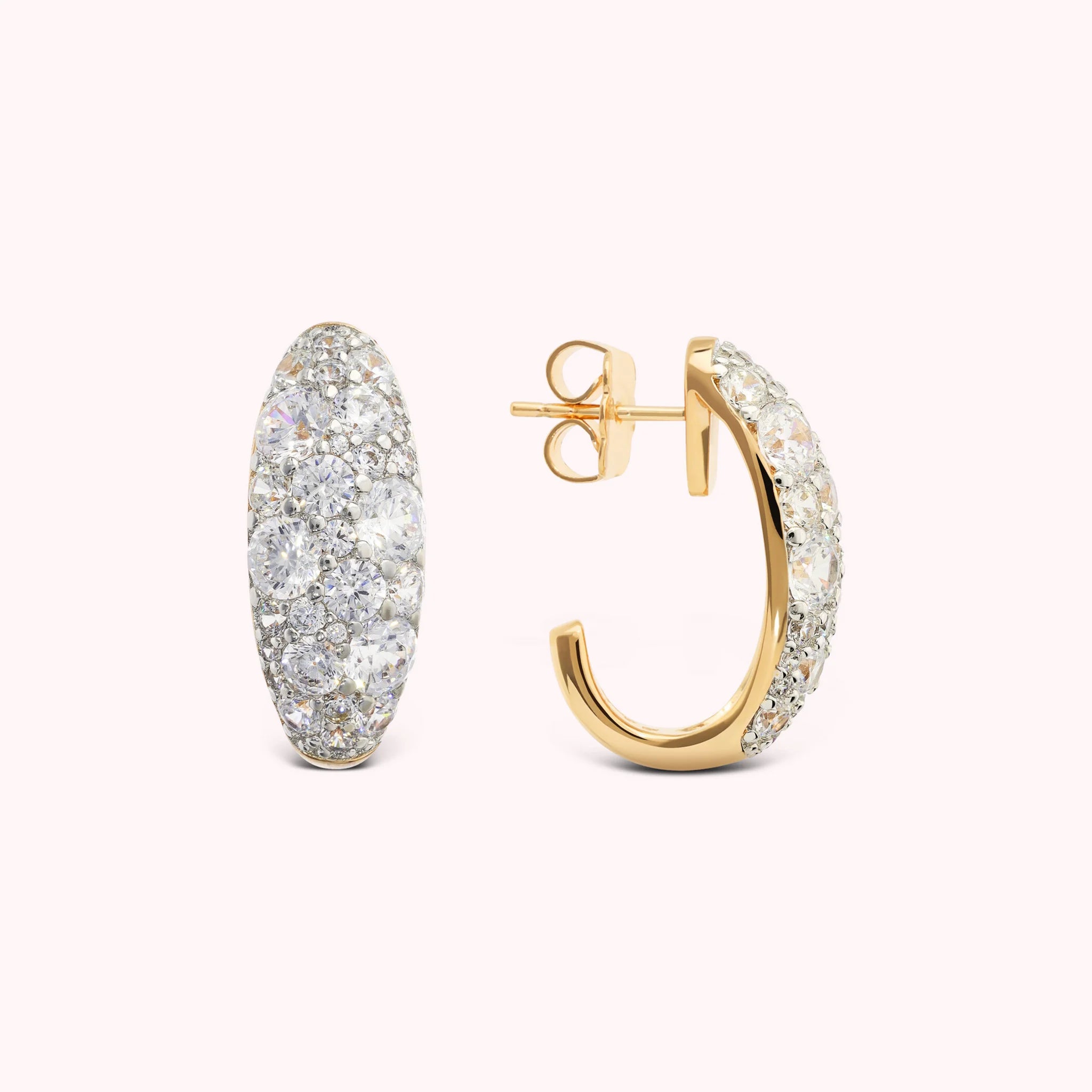Orecchini a Lobo Ovali con Pavé di Cubic Zirconia