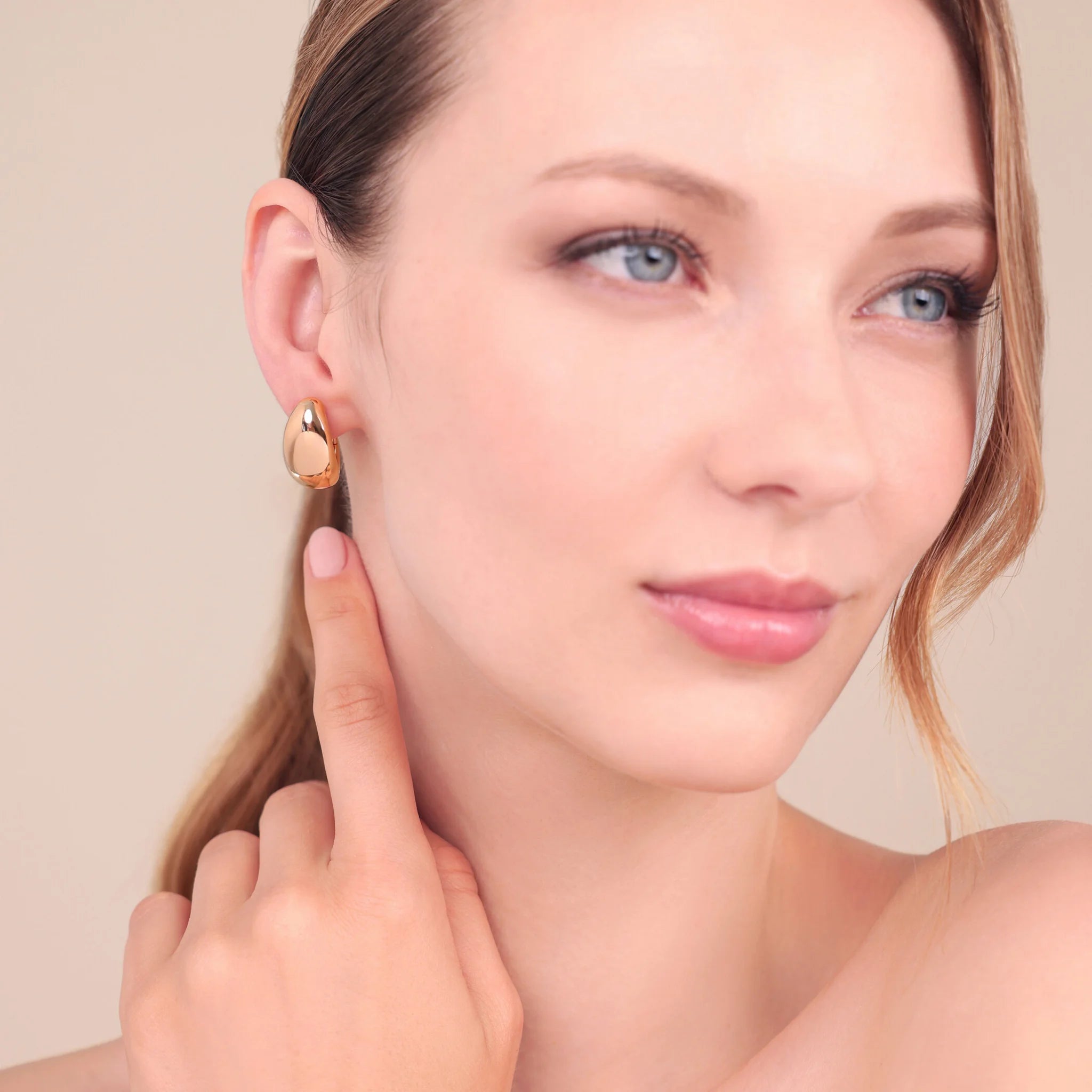 Glossy Drop Hoop Earrings
