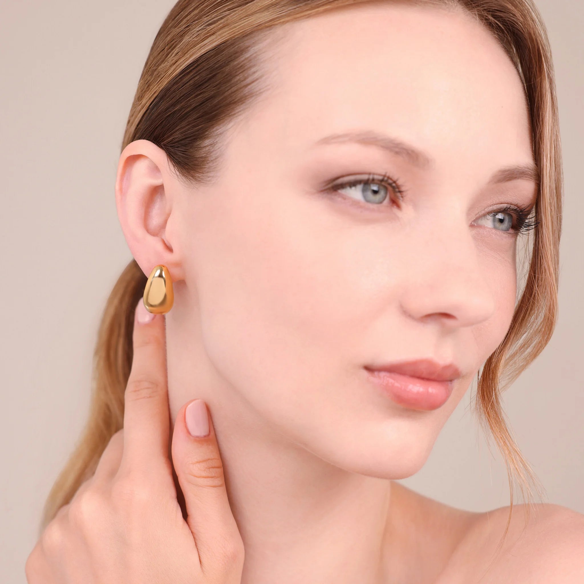 Glossy Drop Hoop Earrings