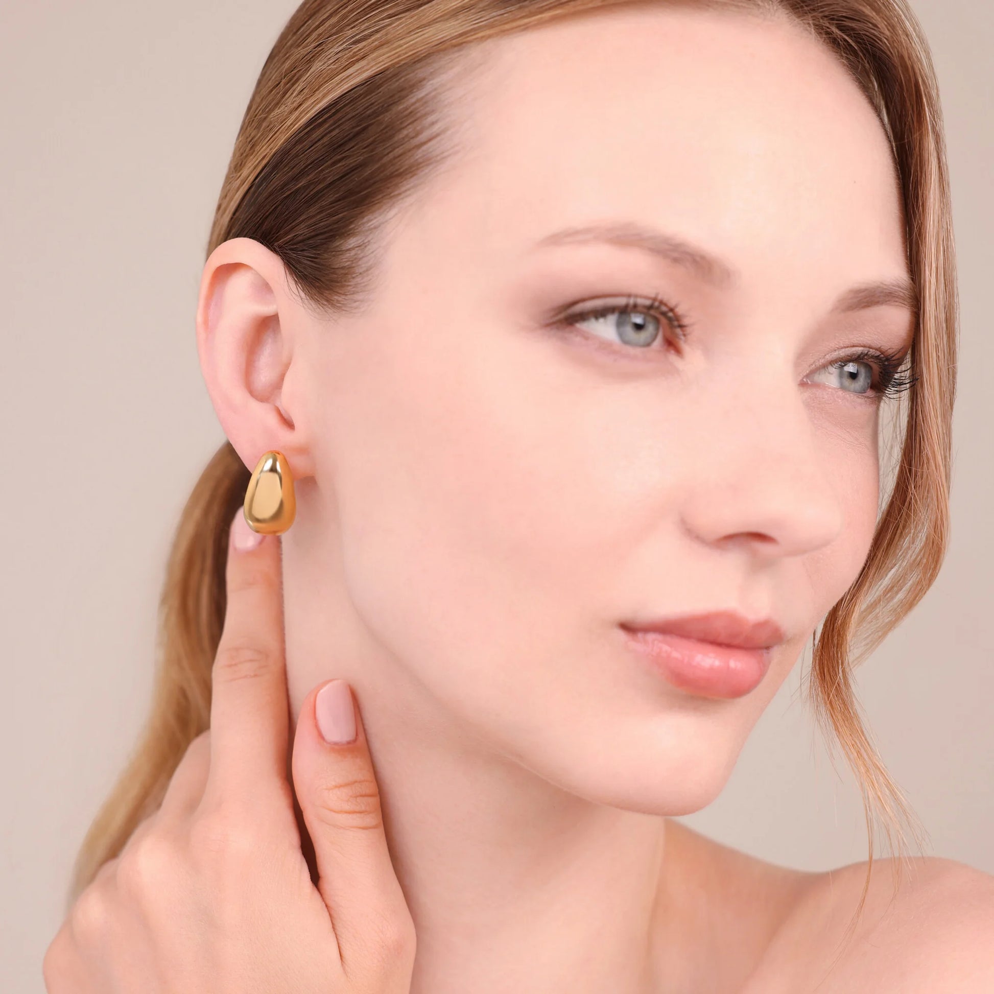 Glossy Drop Hoop Earrings