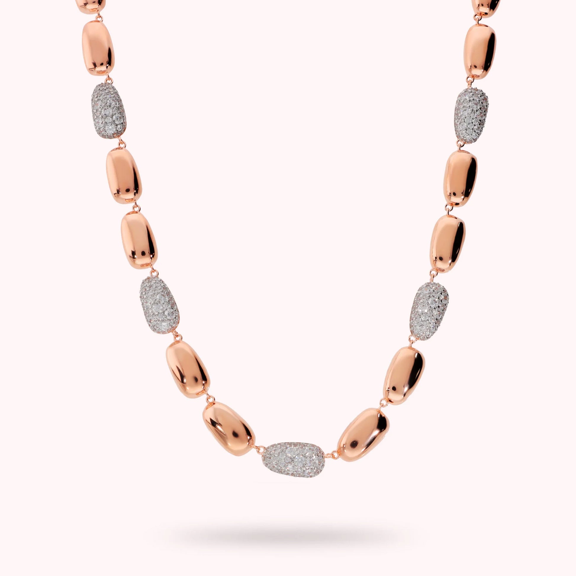 Pepita-Halskette als Choker mit Cubic-Zirkonia-Pavé