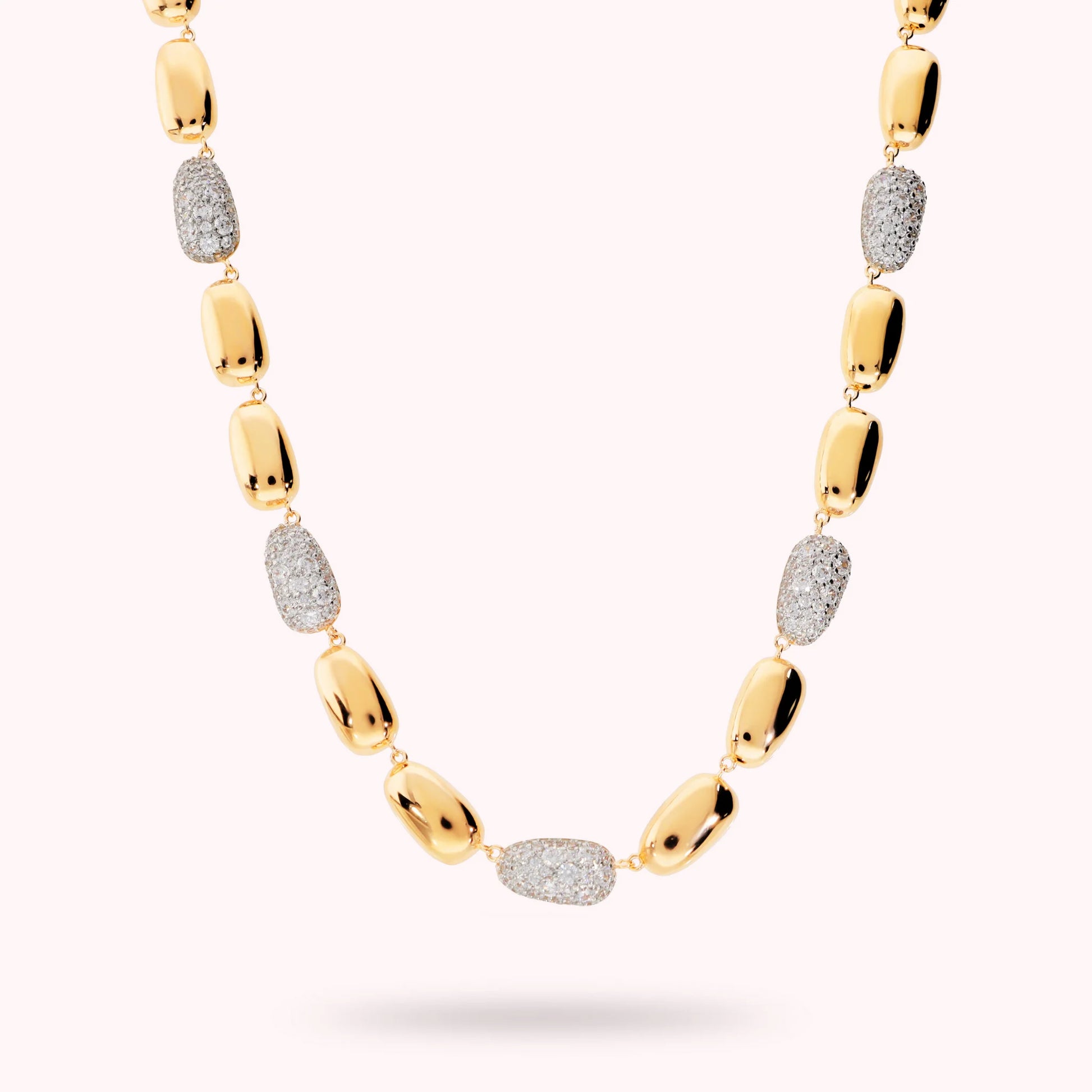 Pepita-Halskette als Choker mit Cubic-Zirkonia-Pavé