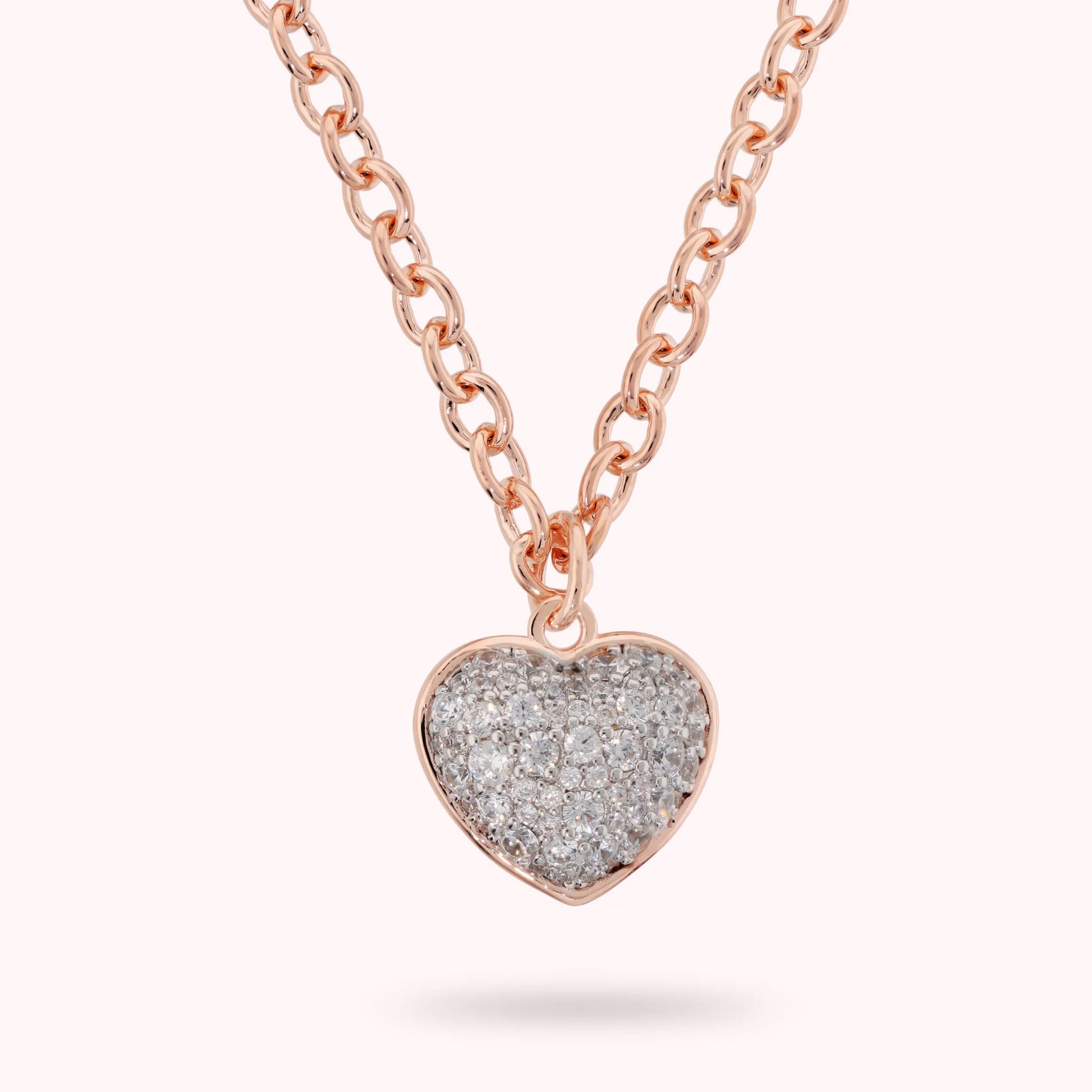 Collier pendentif cœur en pavé de zircone cubique