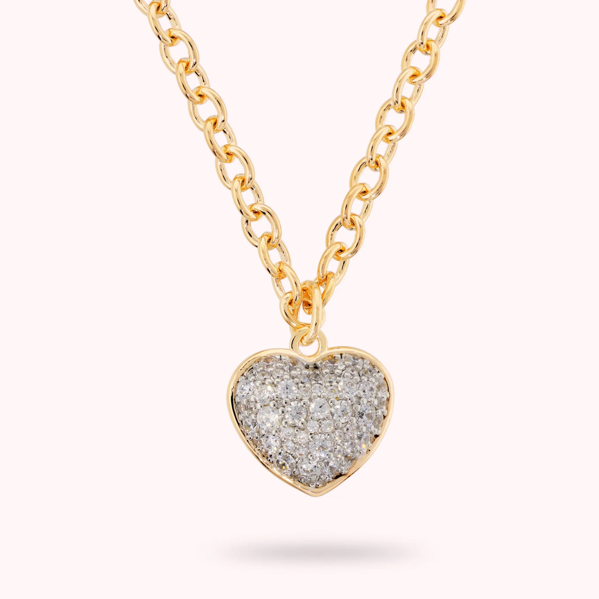 Collier pendentif cœur en pavé de zircone cubique