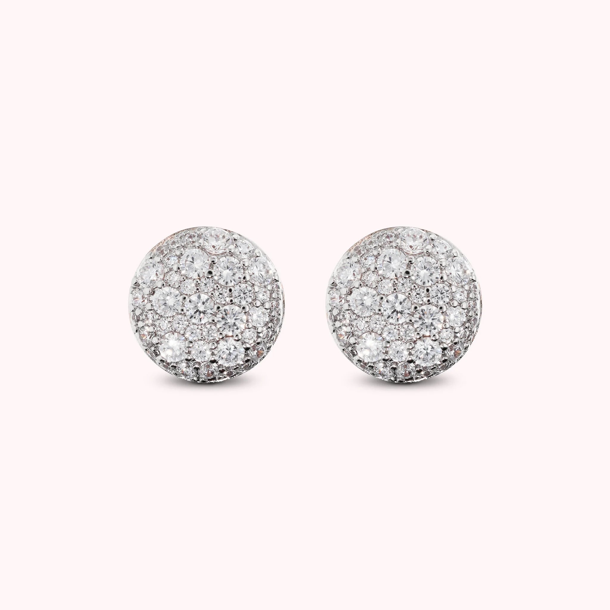 Button Earrings with Cubic Zirconia Pavé