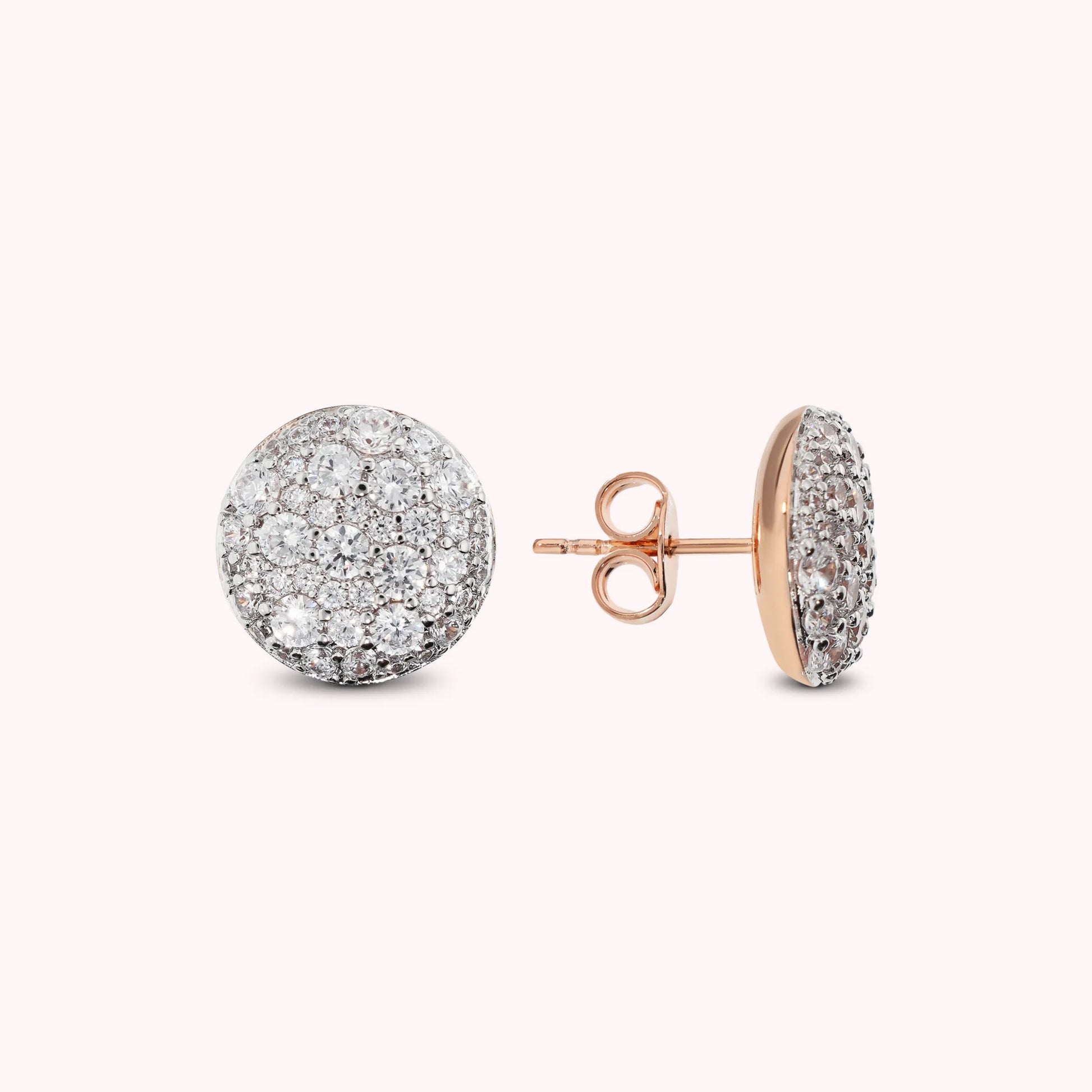 Orecchini a Bottone con Pavé di Cubic Zirconia