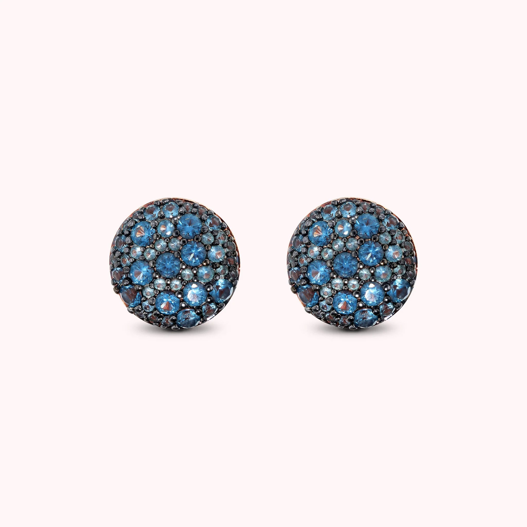 Button Earrings with Cubic Zirconia Pavé