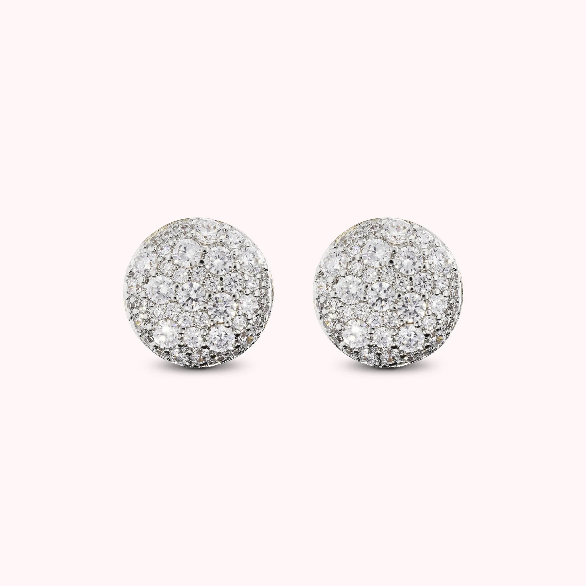 Button Earrings with Cubic Zirconia Pavé
