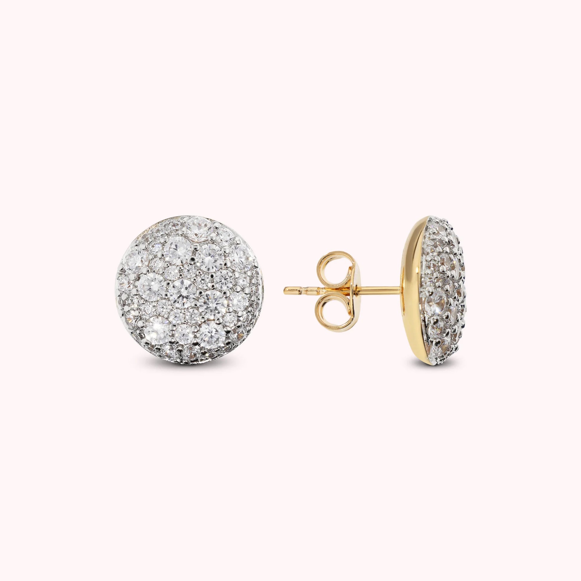 Orecchini a Bottone con Pavé di Cubic Zirconia