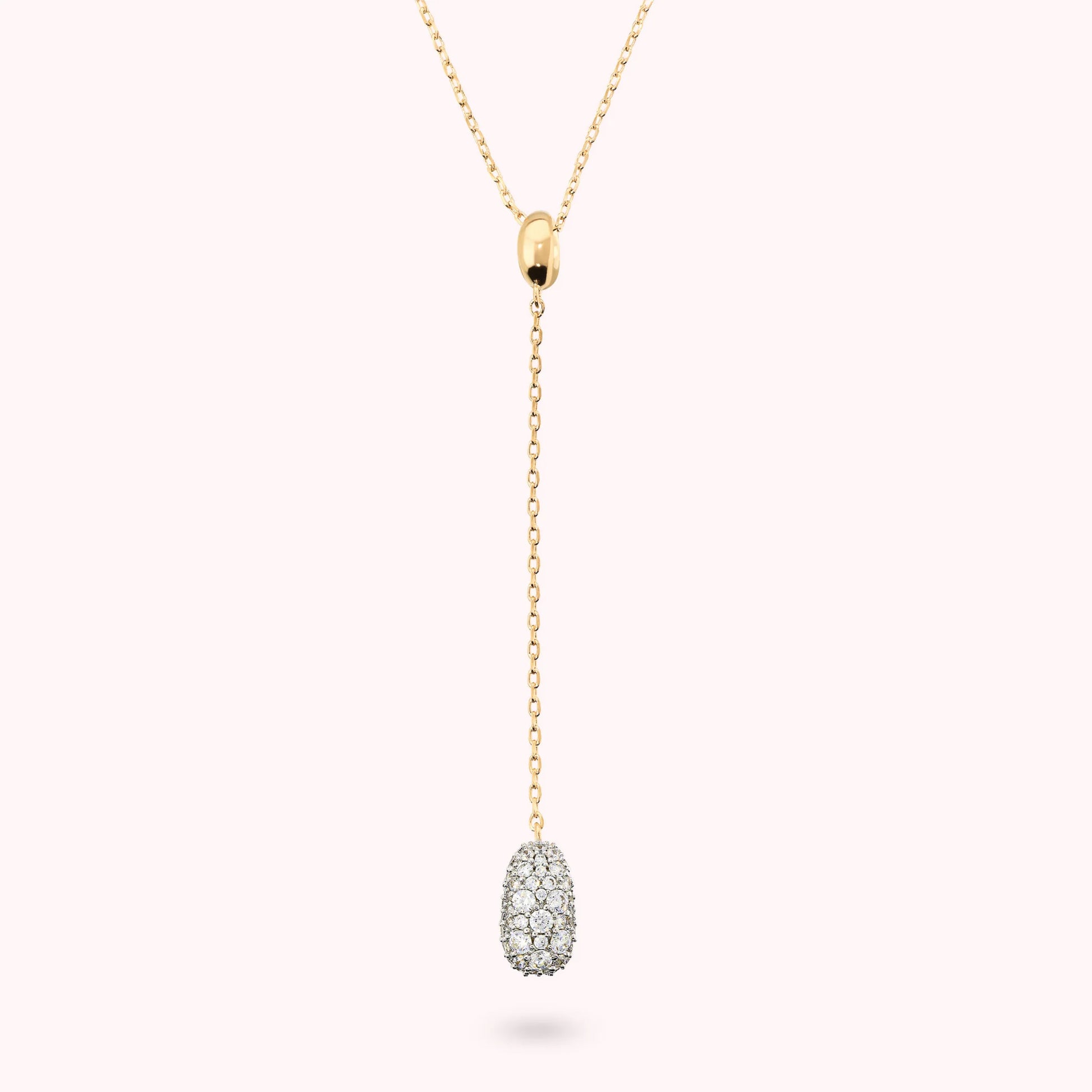 Collier pépite cravate avec pavé de zirconium cubique  