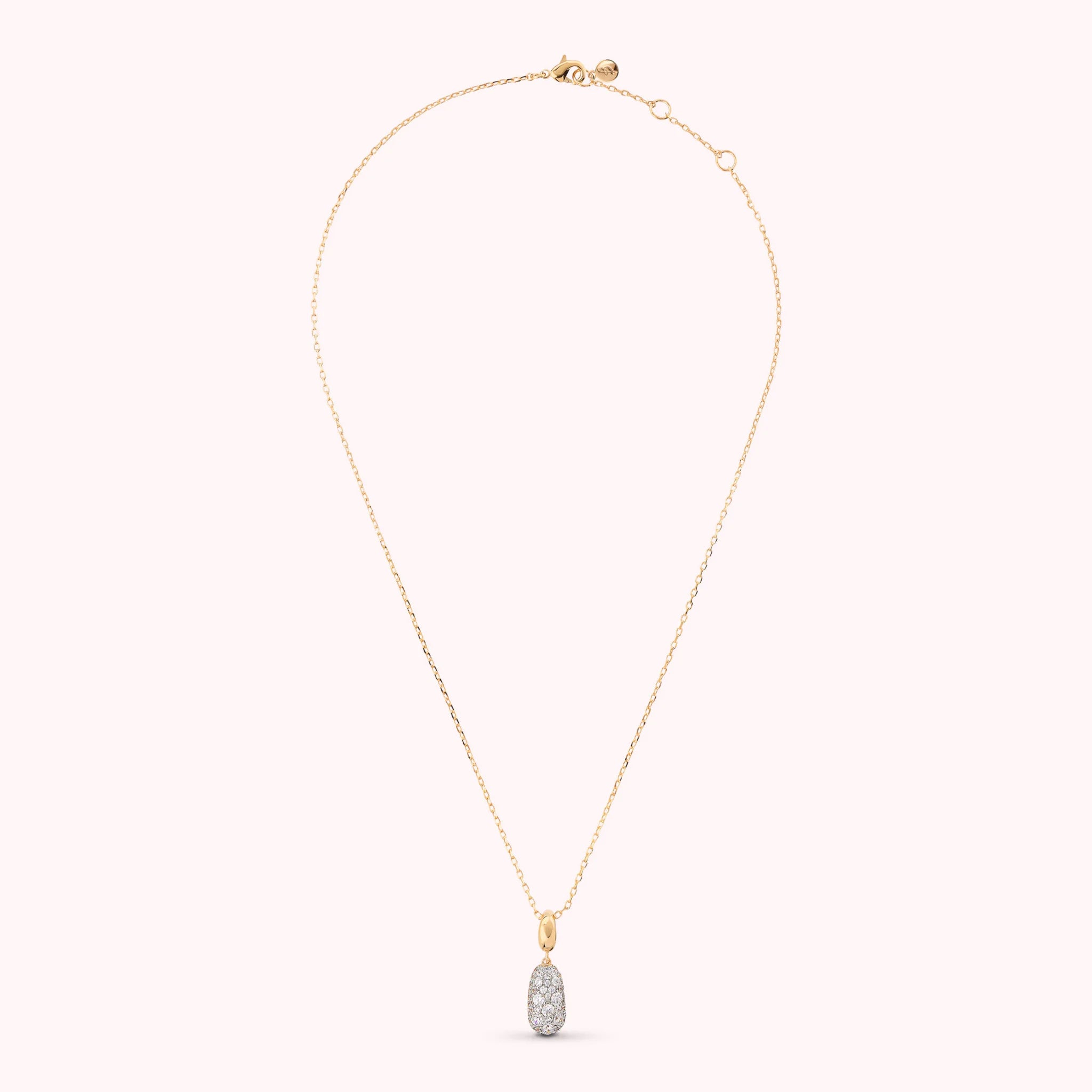 Collier avec pendentif en pépite polie et pavé de zircones cubiques