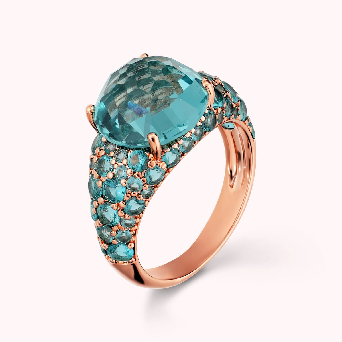 Ring with Mixed Pavé and Prisma Gem